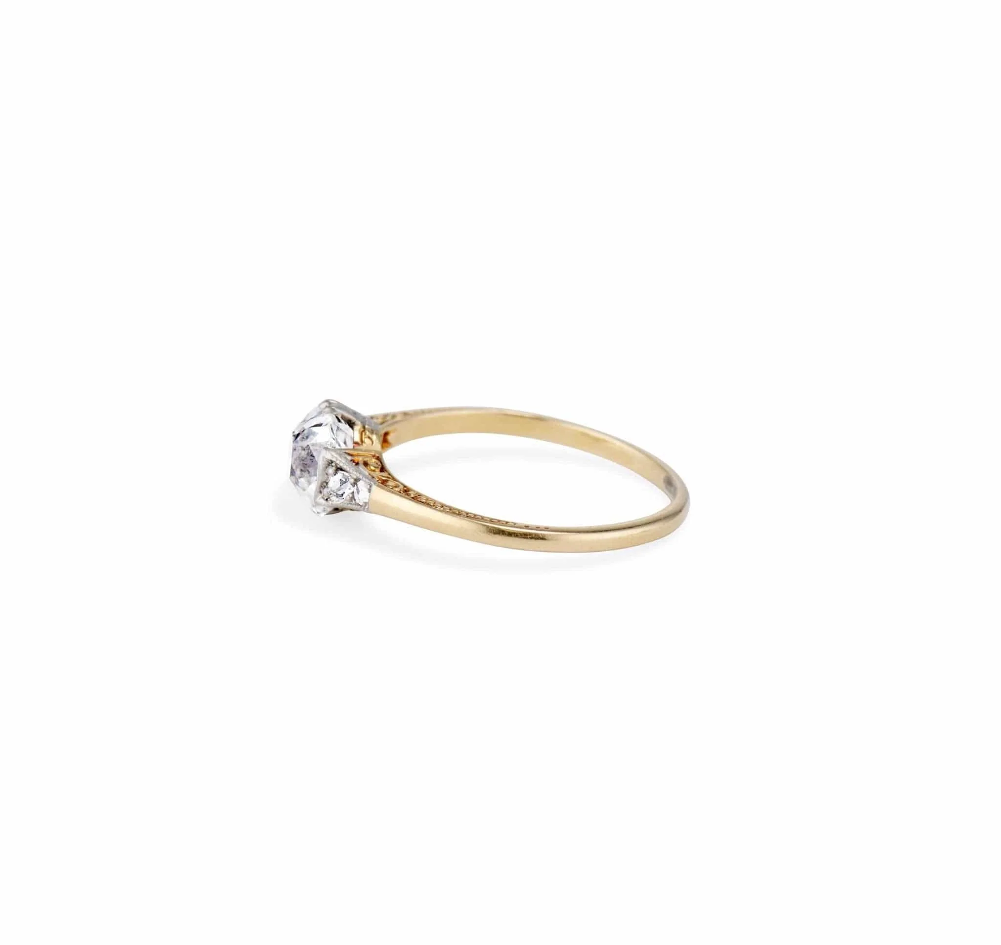 Edwardian 1.24 Carat Old Mine Cushion Cut Diamond Engagement Ring - Image 2