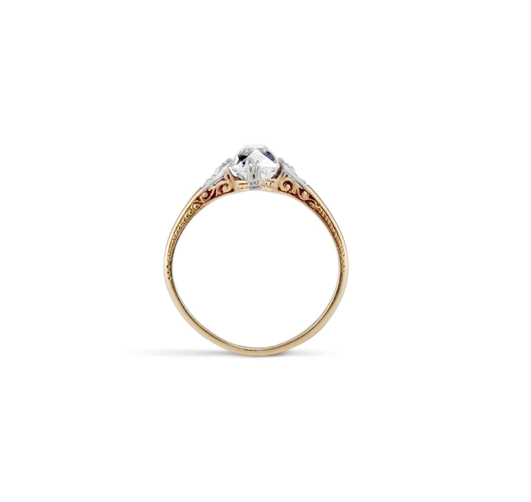 Edwardian 1.24 Carat Old Mine Cushion Cut Diamond Engagement Ring - Image 5