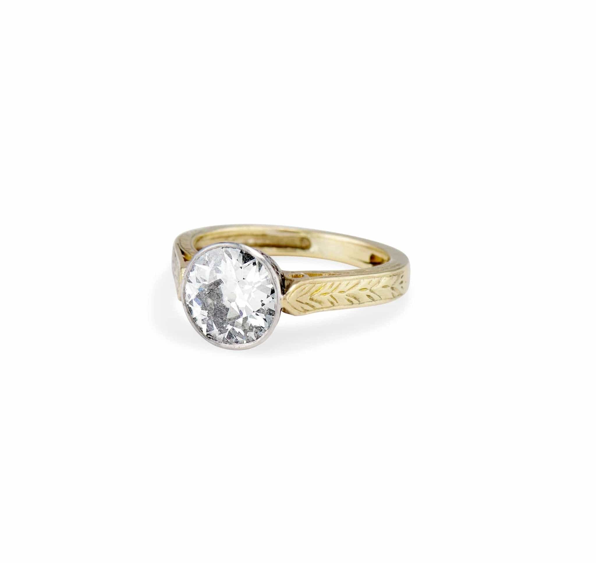 Edwardian 1.44 Carat Old European Cut Diamond Solitaire Engagement Ring