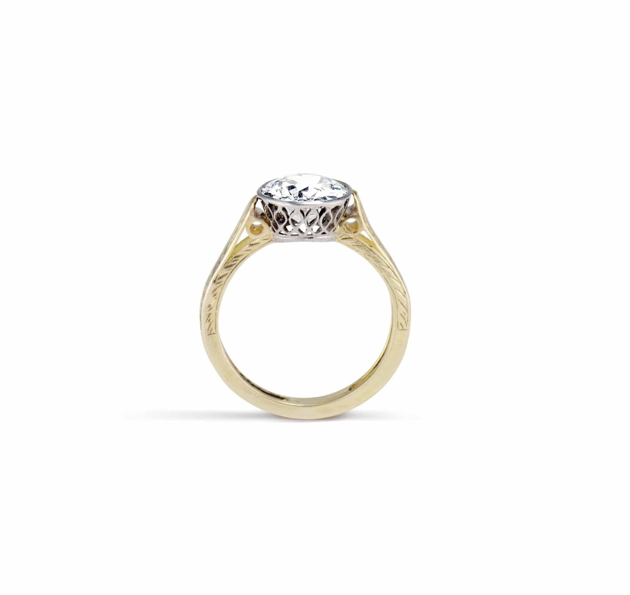 Edwardian 1.44 Carat Old European Cut Diamond Solitaire Engagement Ring - Image 4