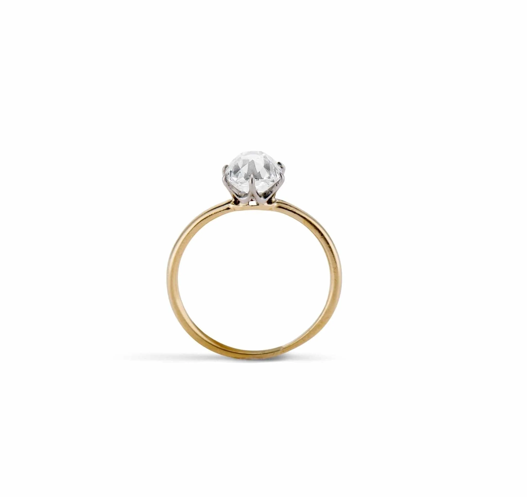 Edwardian 1.55 Carat Old Mine Cushion Cut Diamond Solitaire Engagement Ring - Image 3
