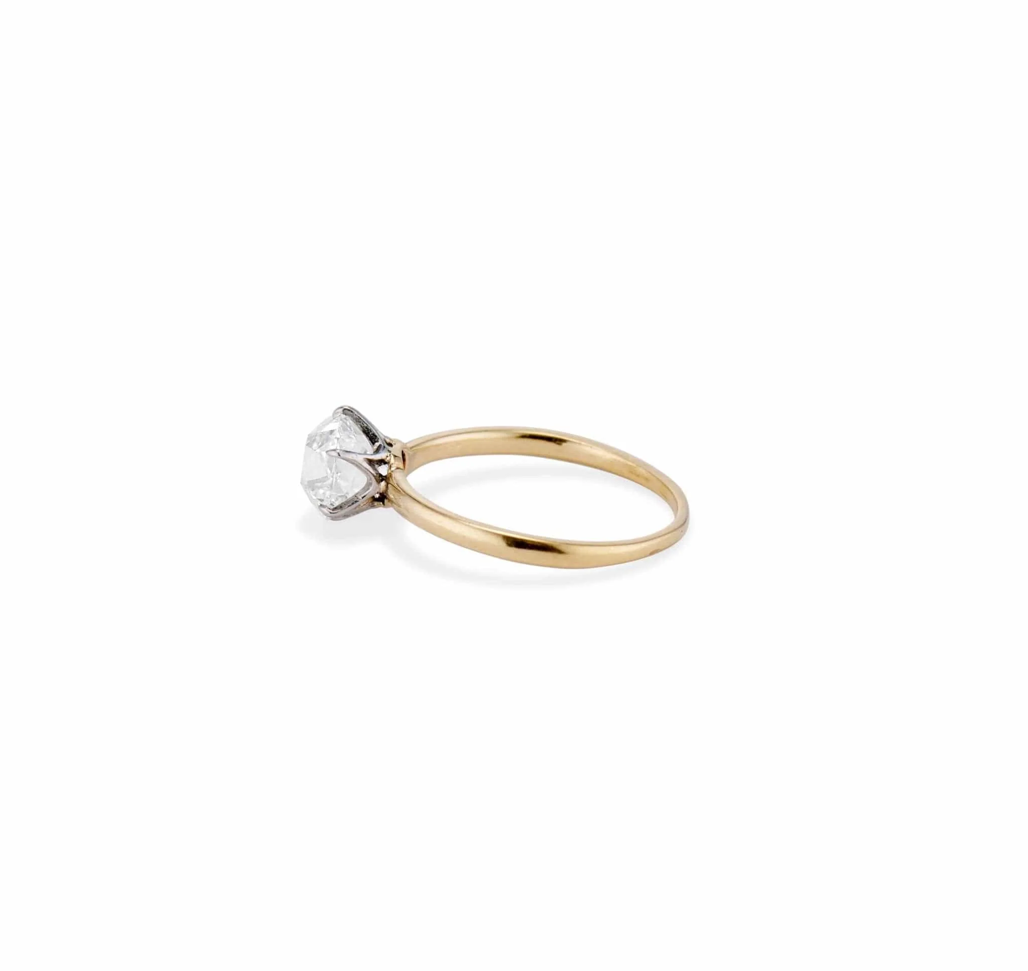 Edwardian 1.55 Carat Old Mine Cushion Cut Diamond Solitaire Engagement Ring - Image 4