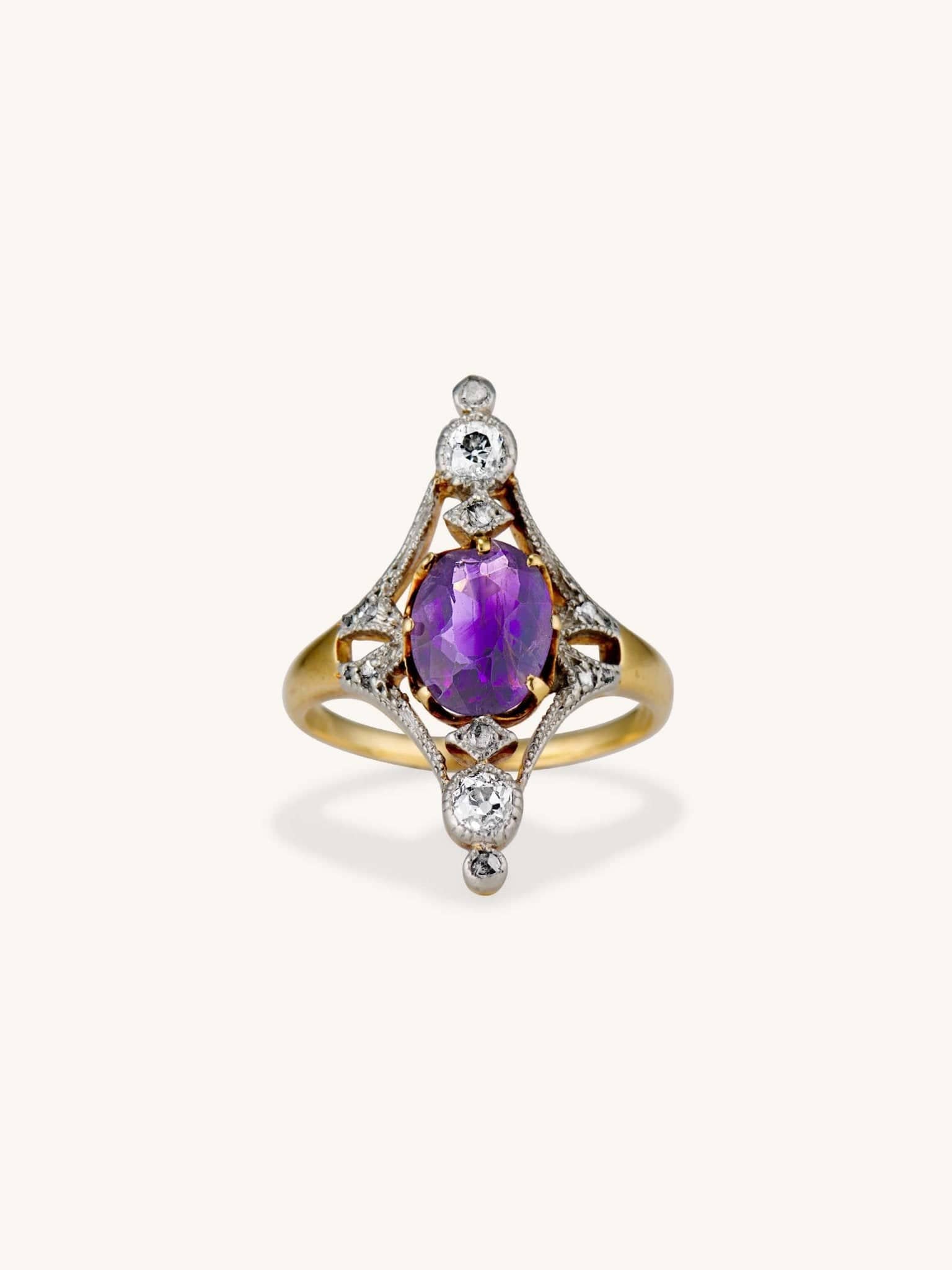 Edwardian 1.57 Carat Oval Cut Amethyst Dinner Ring