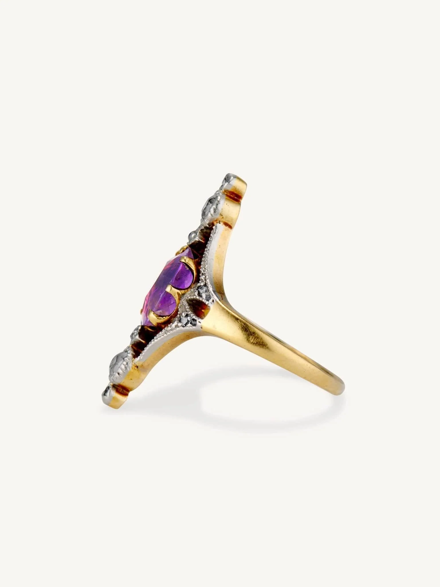 Edwardian 1.57 Carat Oval Cut Amethyst Dinner Ring - Image 4