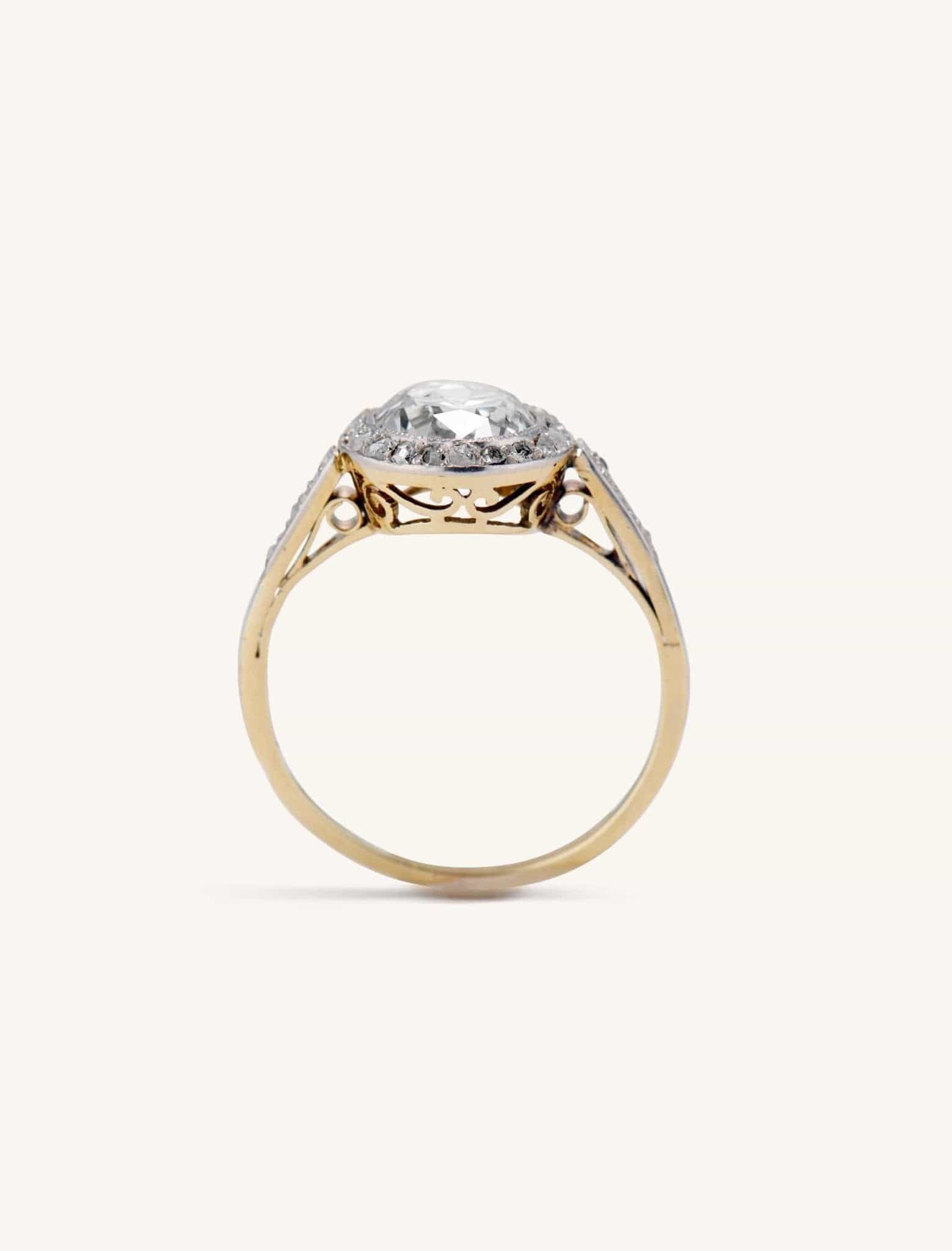 Edwardian 1.63 Old European Cut Diamond Halo Engagement Ring, Dutch - Image 3