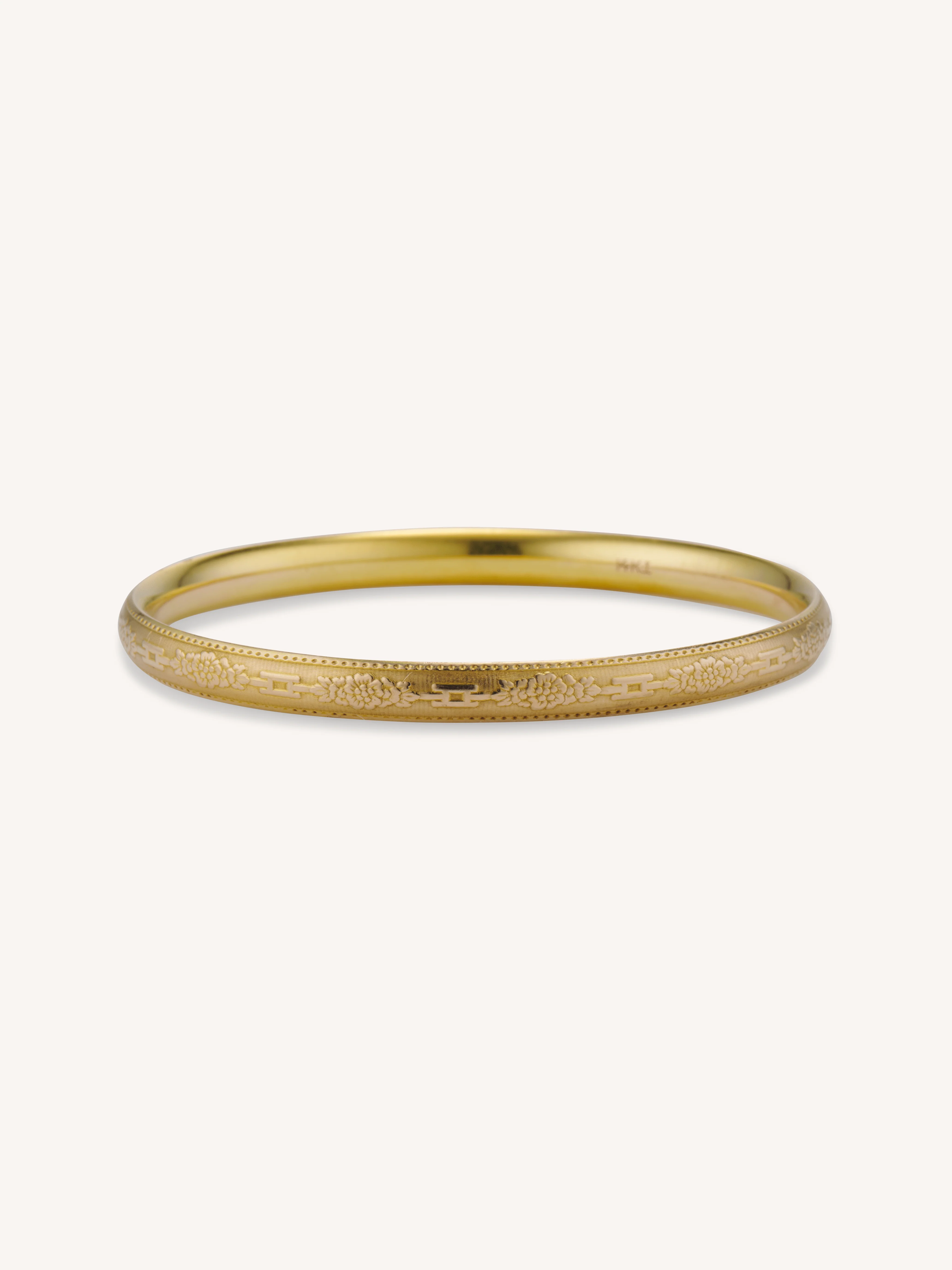Antique Edwardian Engraved Gold Bangle Bracelet, America