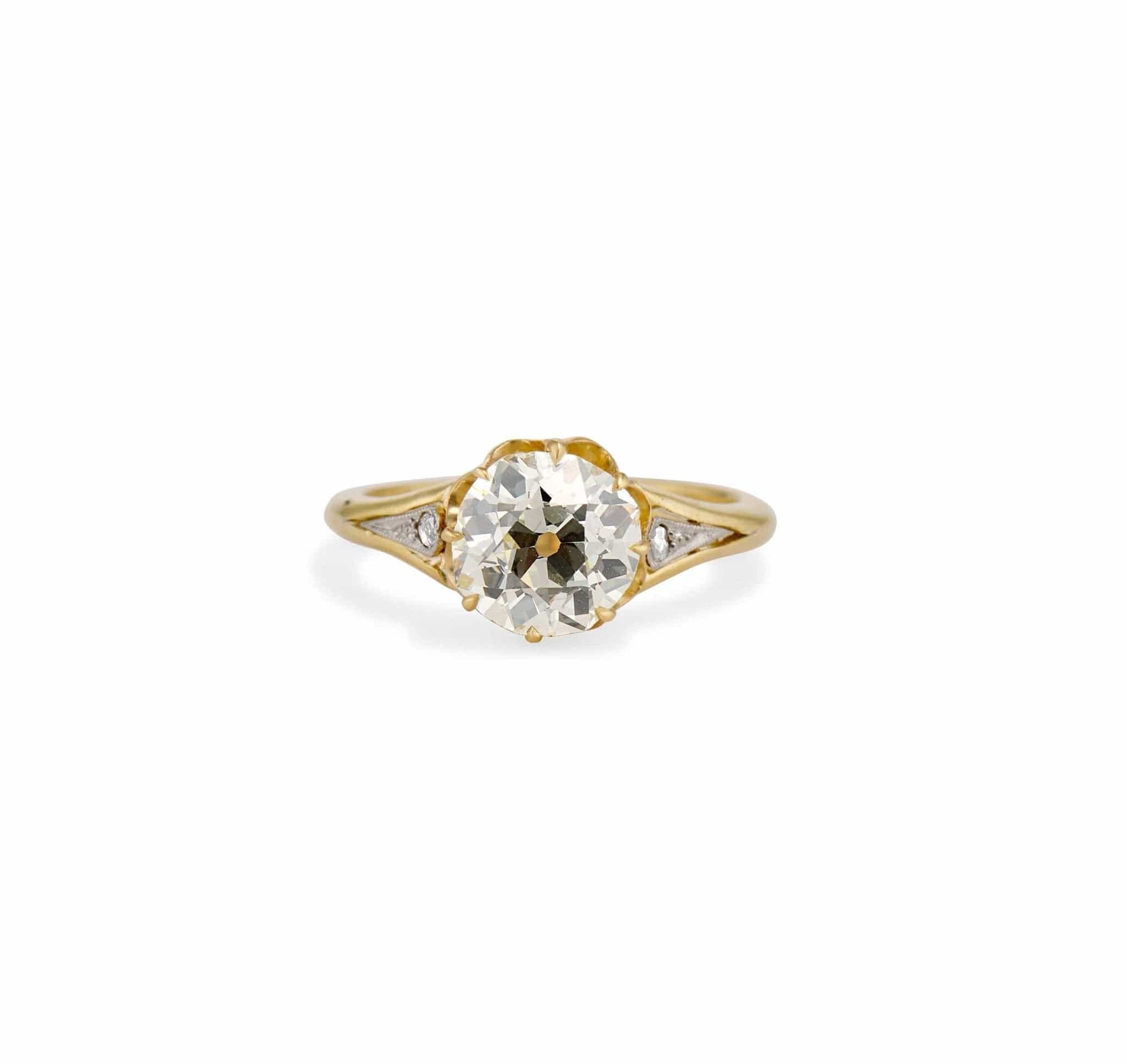 Edwardian 2.03 Carat Old European Diamond Engagement Ring