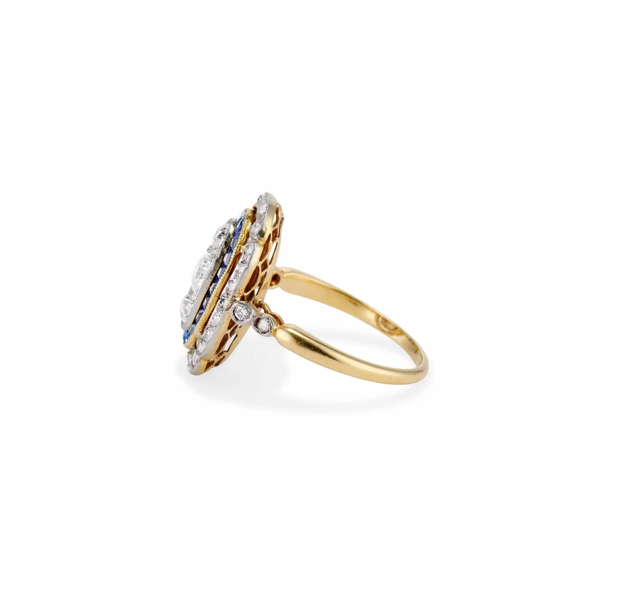 Edwardian .40 Carat Old European Cut Diamond & Sapphire Ring - Image 3