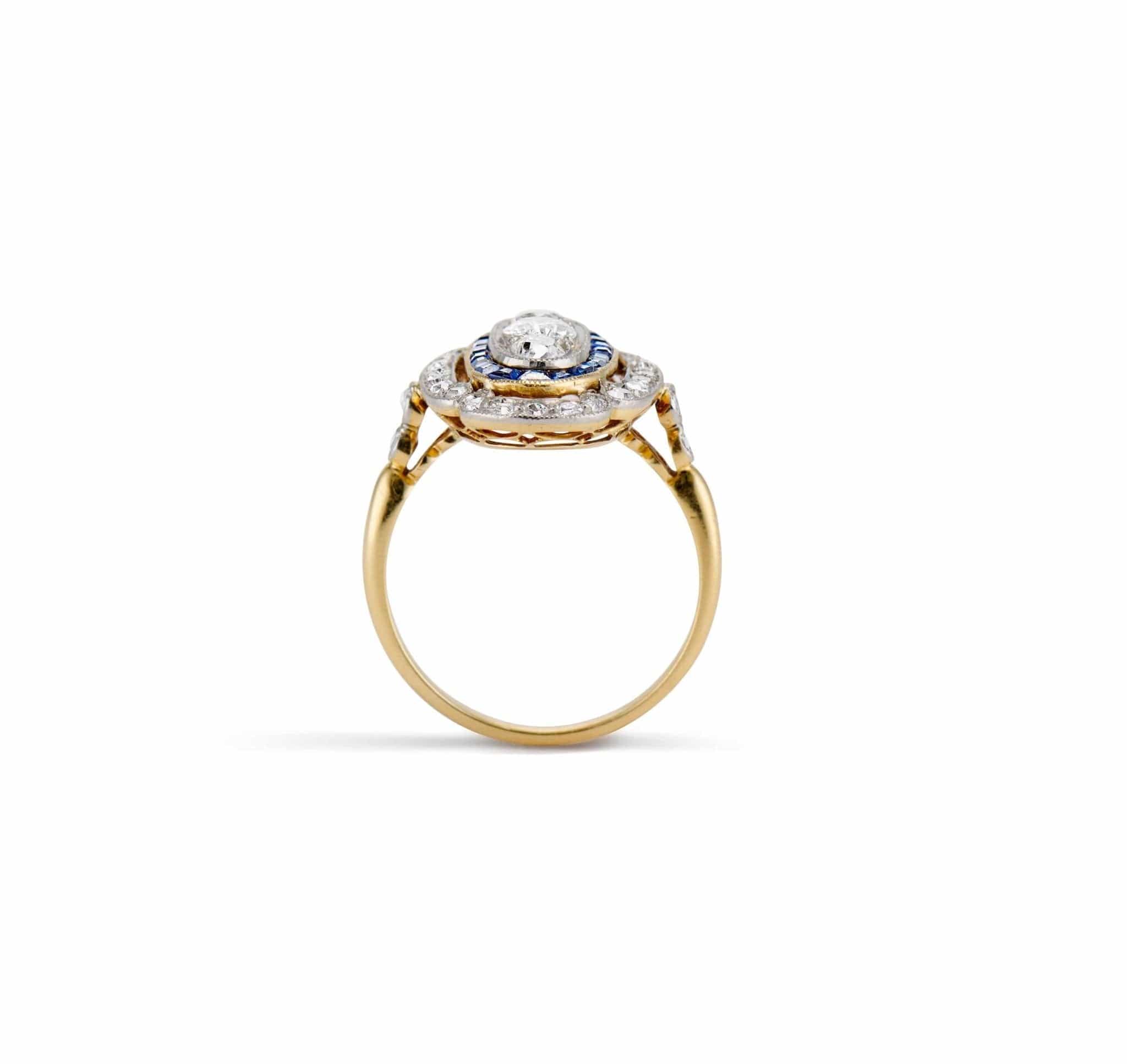 Edwardian .40 Carat Old European Cut Diamond & Sapphire Ring - Image 5