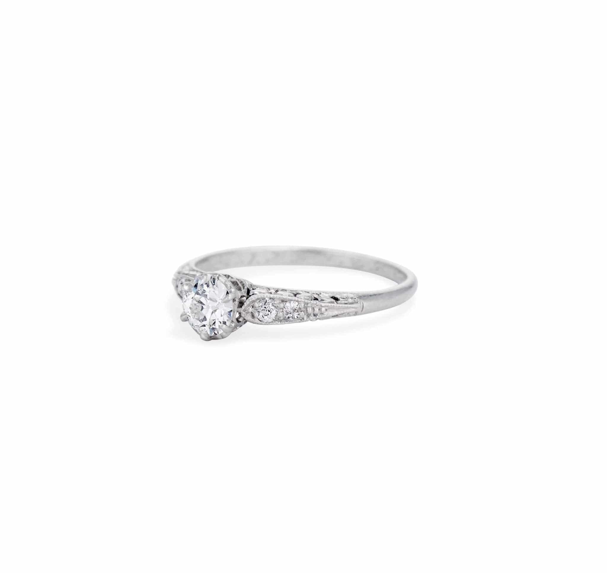 Art Deco .51 Carat Old European Cut Diamond Ring