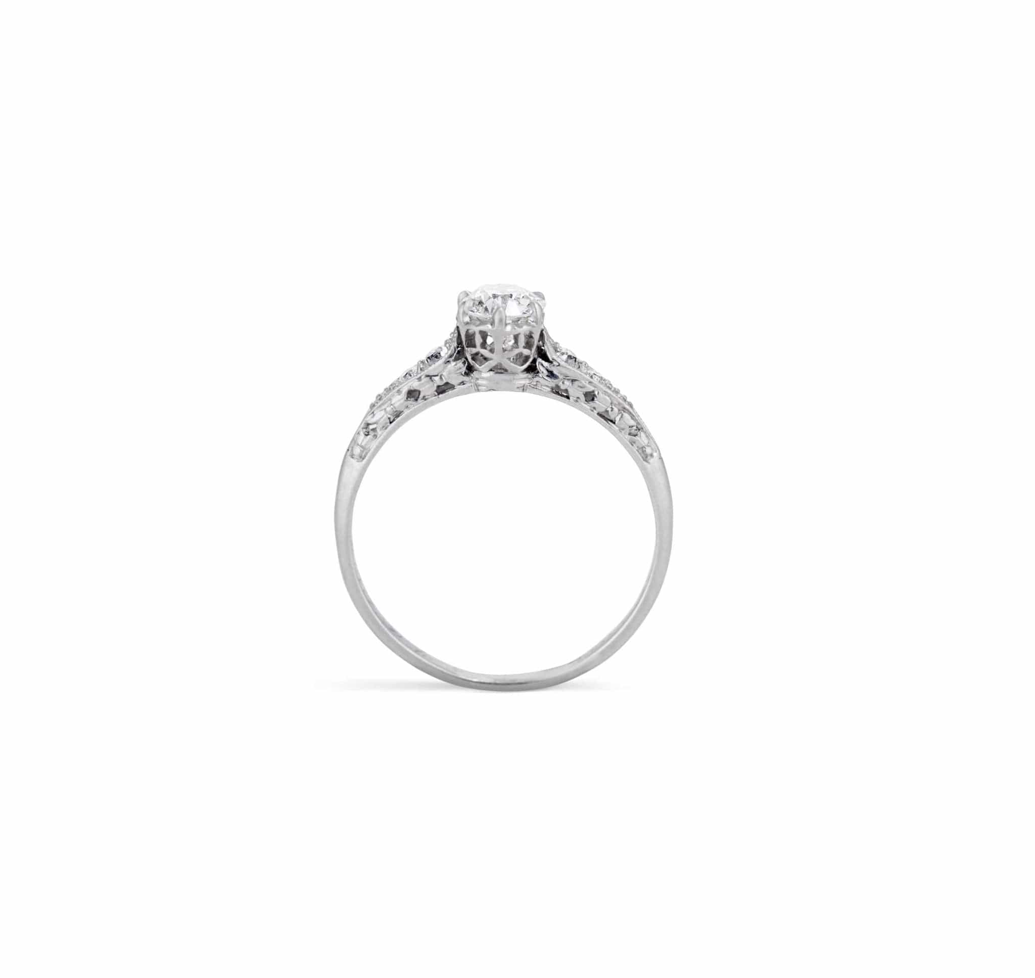Art Deco .51 Carat Old European Cut Diamond Ring - Image 4