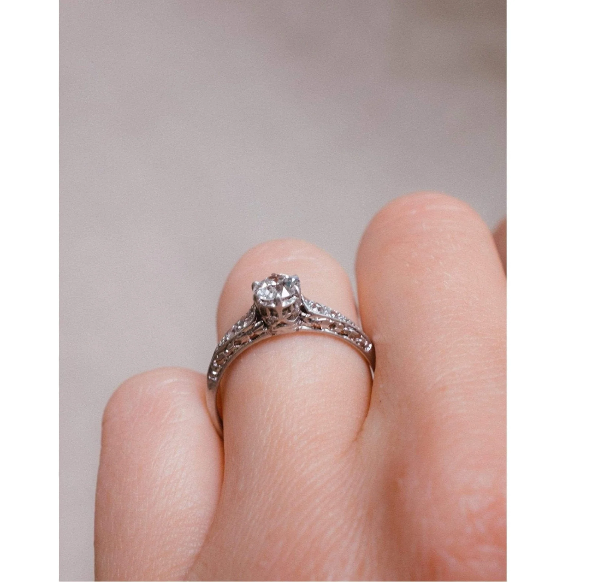 Art Deco .51 Carat Old European Cut Diamond Ring - Image 6