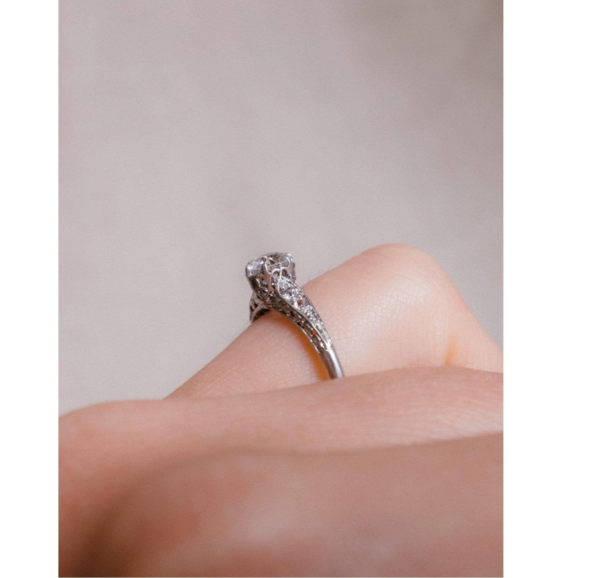 Art Deco .51 Carat Old European Cut Diamond Ring - Image 7