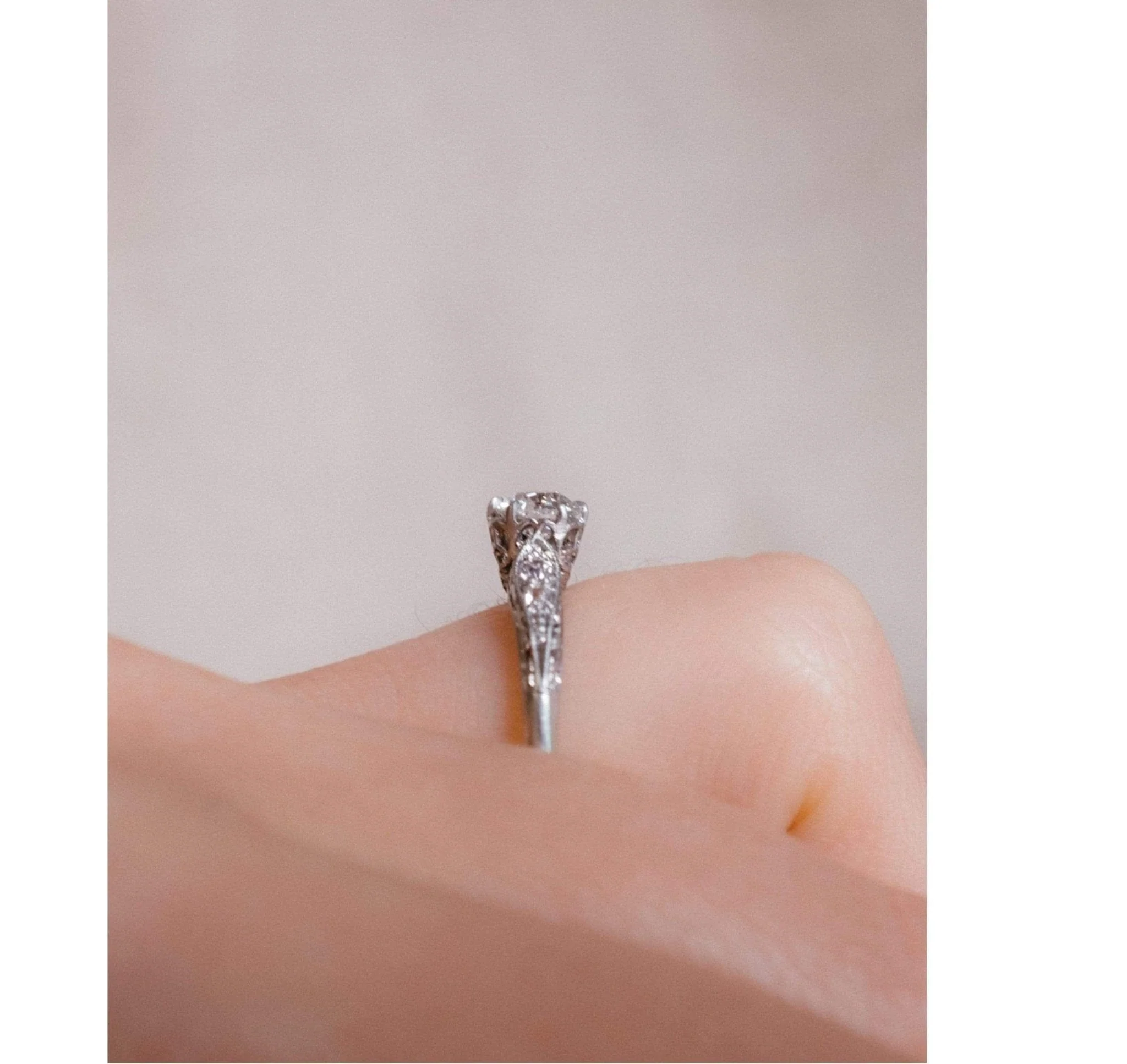 Art Deco .51 Carat Old European Cut Diamond Ring - Image 8