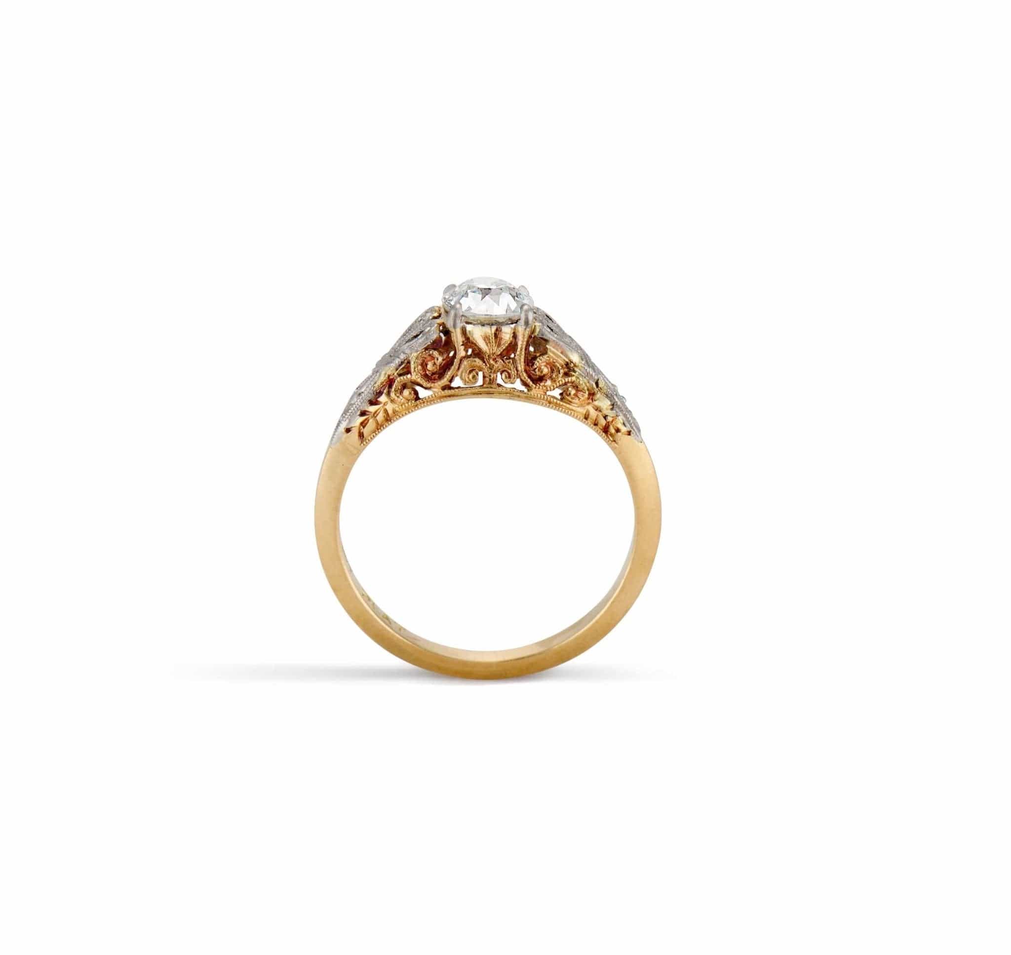 Edwardian .63 Carat Old European Diamond & Gold Engagement Ring - Image 4