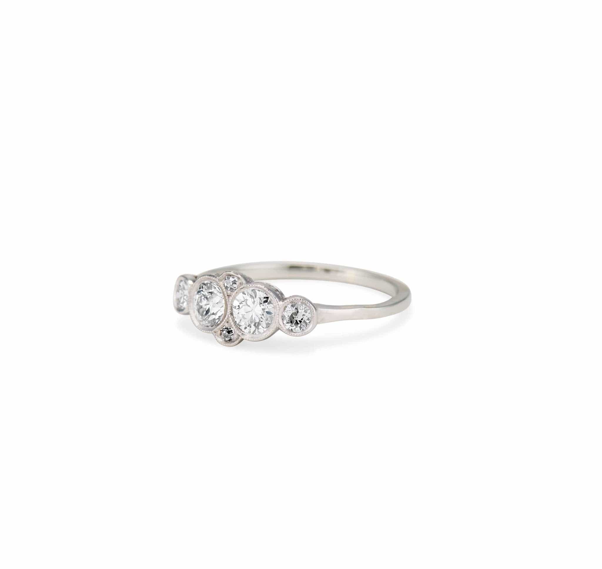 Edwardian .80 Carat Old European Cut Diamond and Platinum Ring - Image 2
