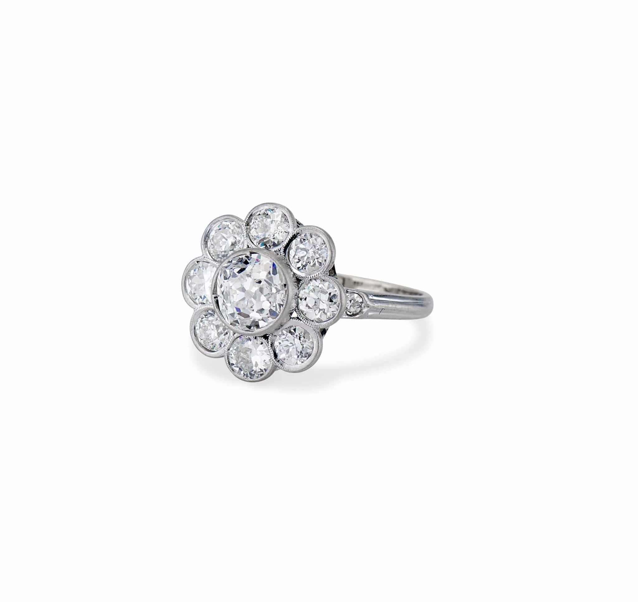 Edwardian .95 Old European-Cut Diamond and Platinum Cluster - Image 3