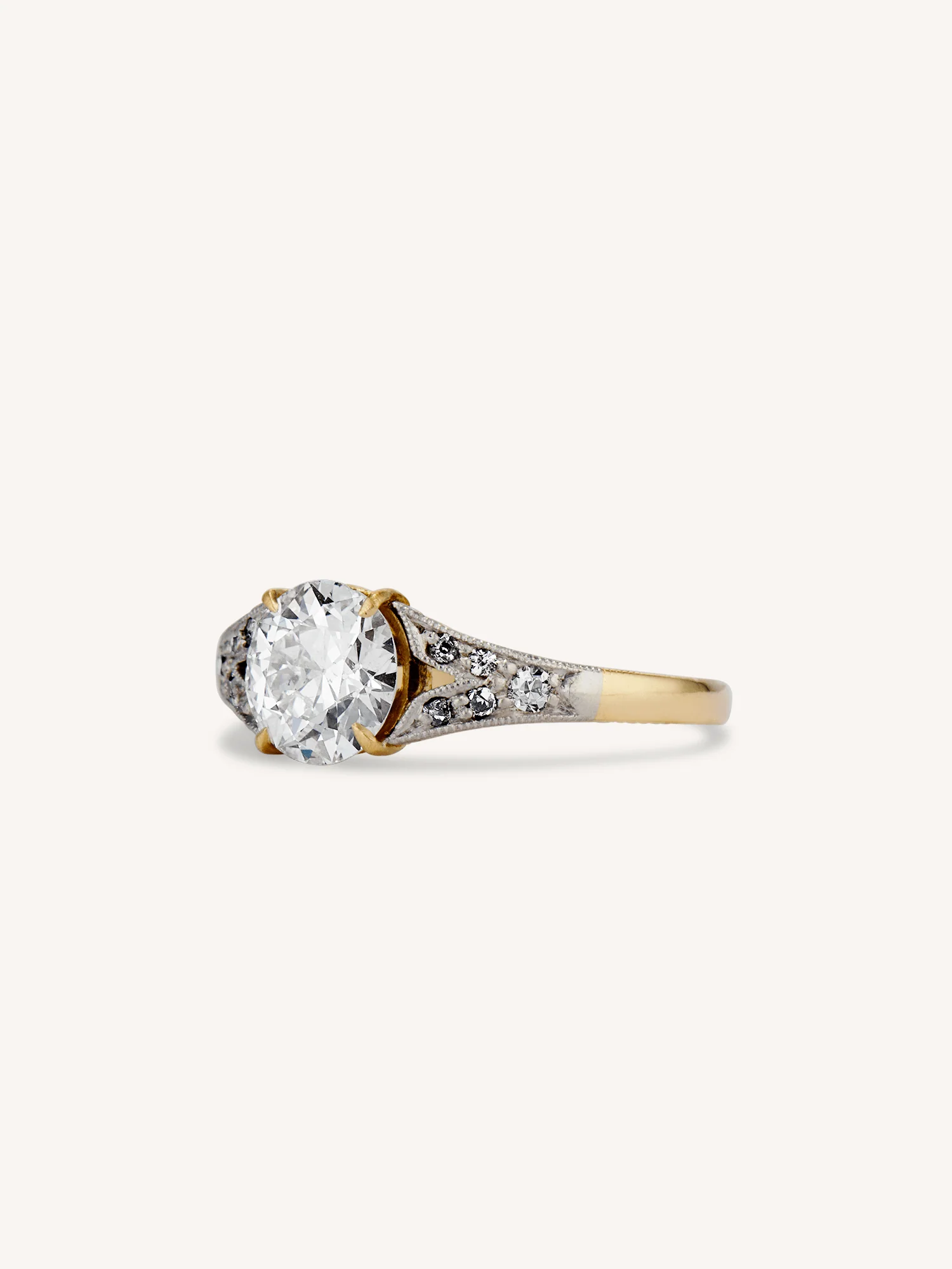 Edwardian .98 Carat Old European Cut Diamond Vintage Engagement Ring - Image 4