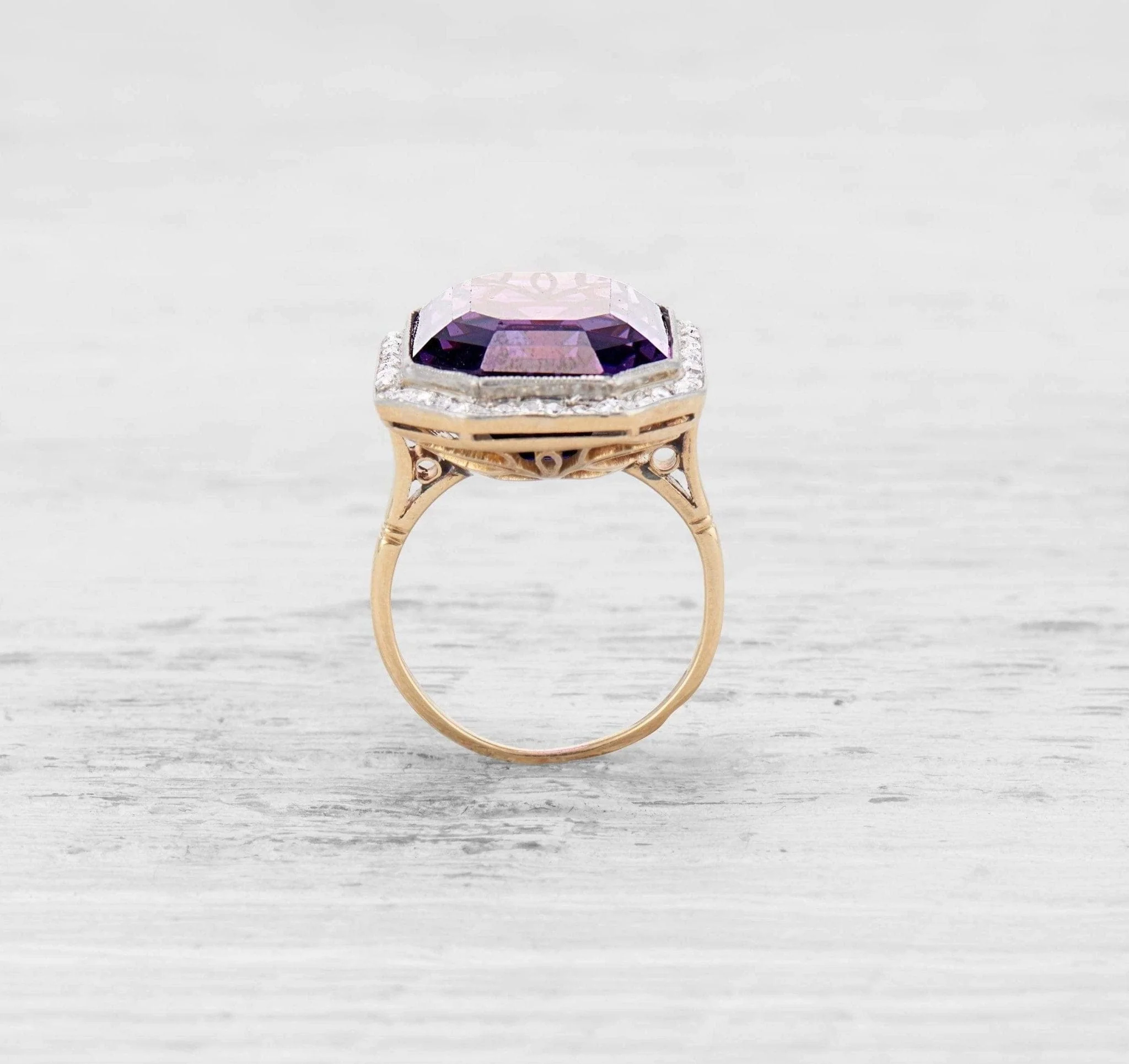 EDWARDIAN AMETHYST AND DIAMOND COCKTAIL RING - Image 4