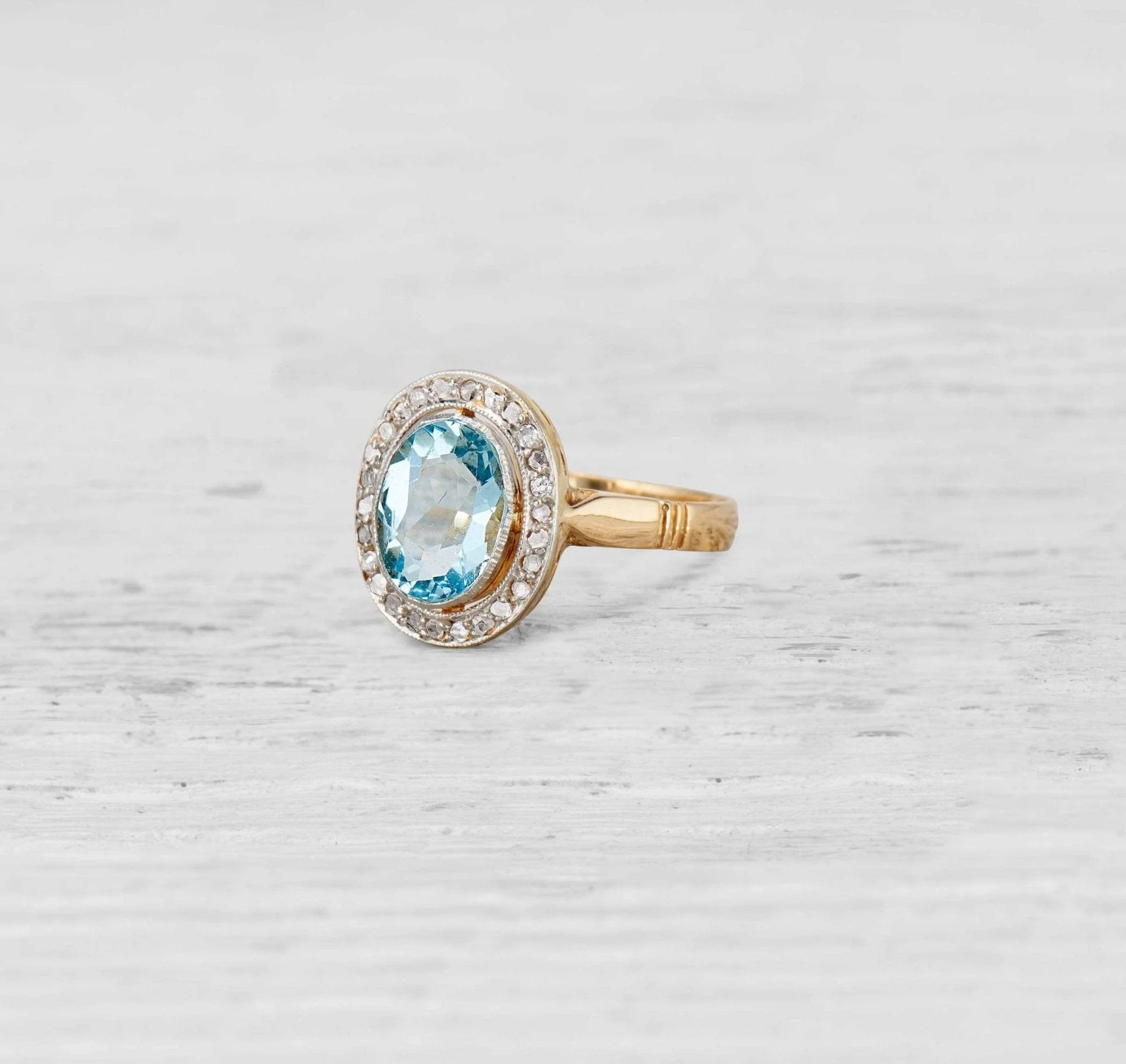 Edwardian Aquamarine and Diamond Ring