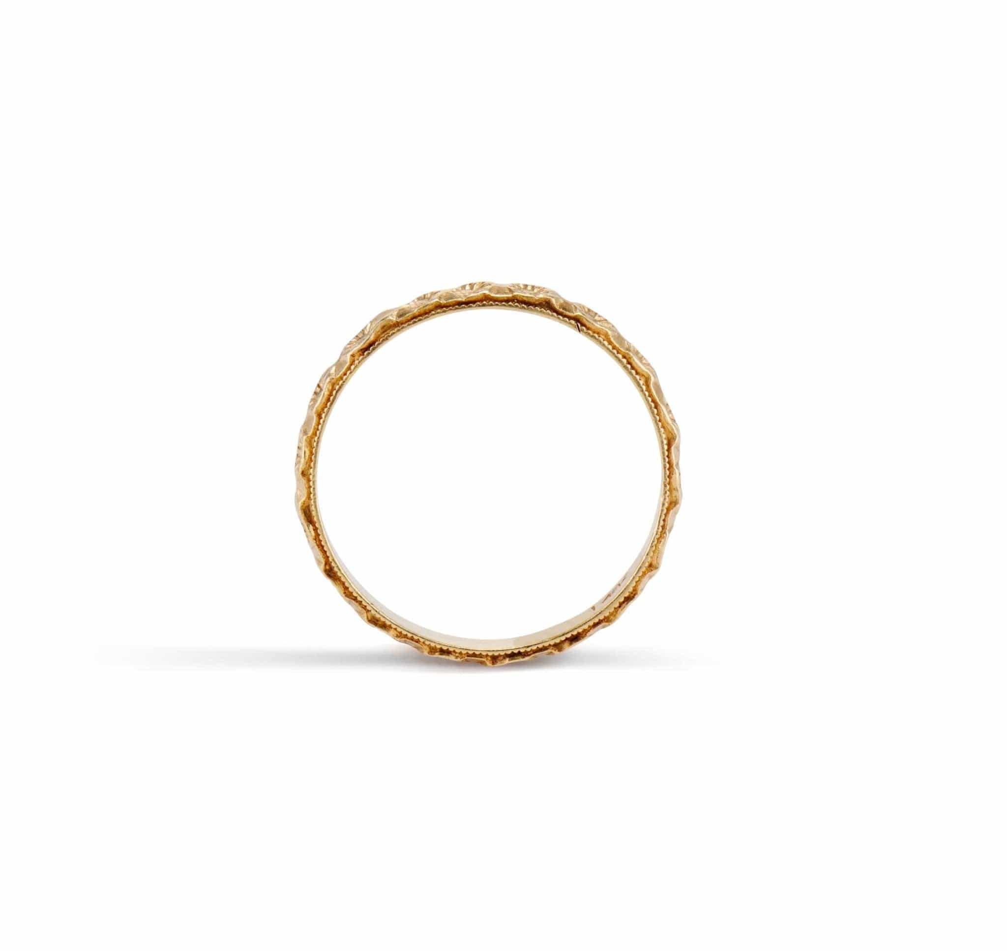 Edwardian Orange Blossom Engraved Gold Wedding Band - Image 2