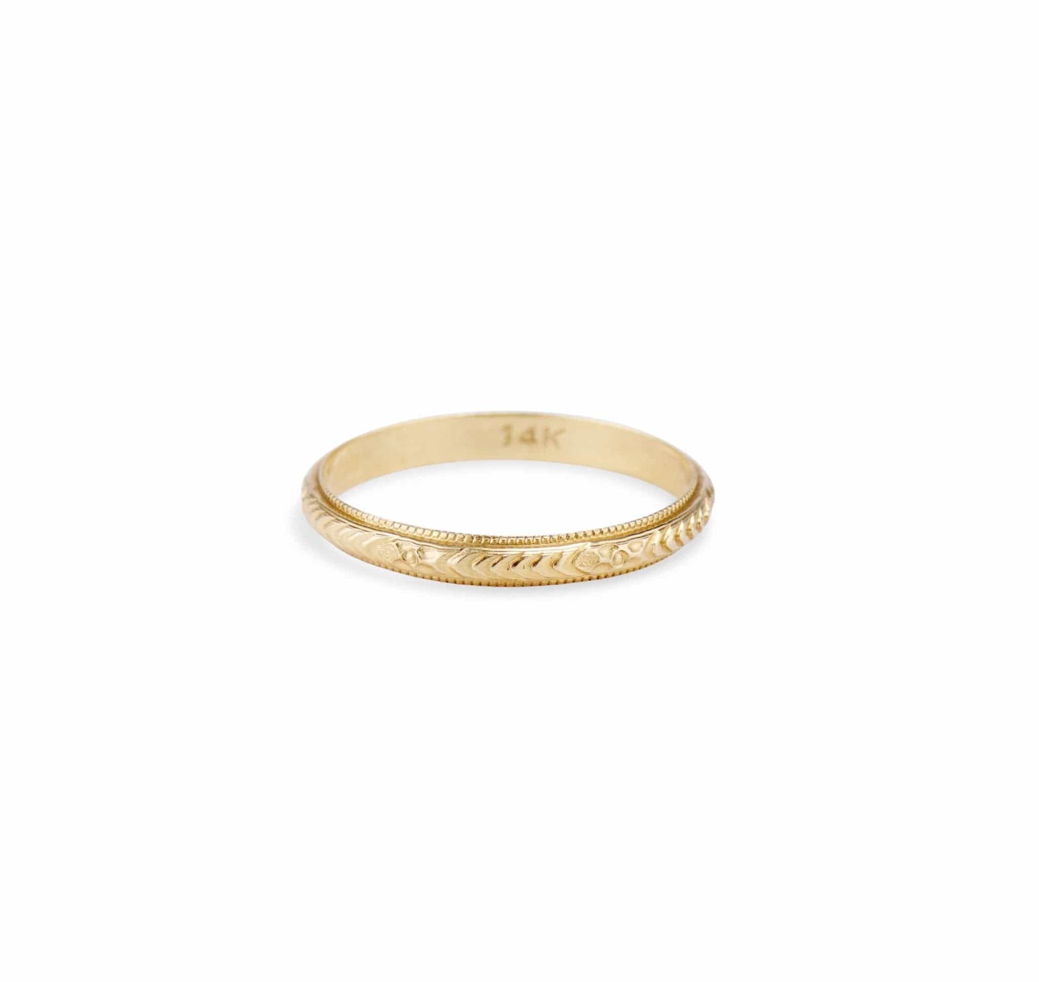 Edwardian Gold Engraved Wedding Band - Image 2