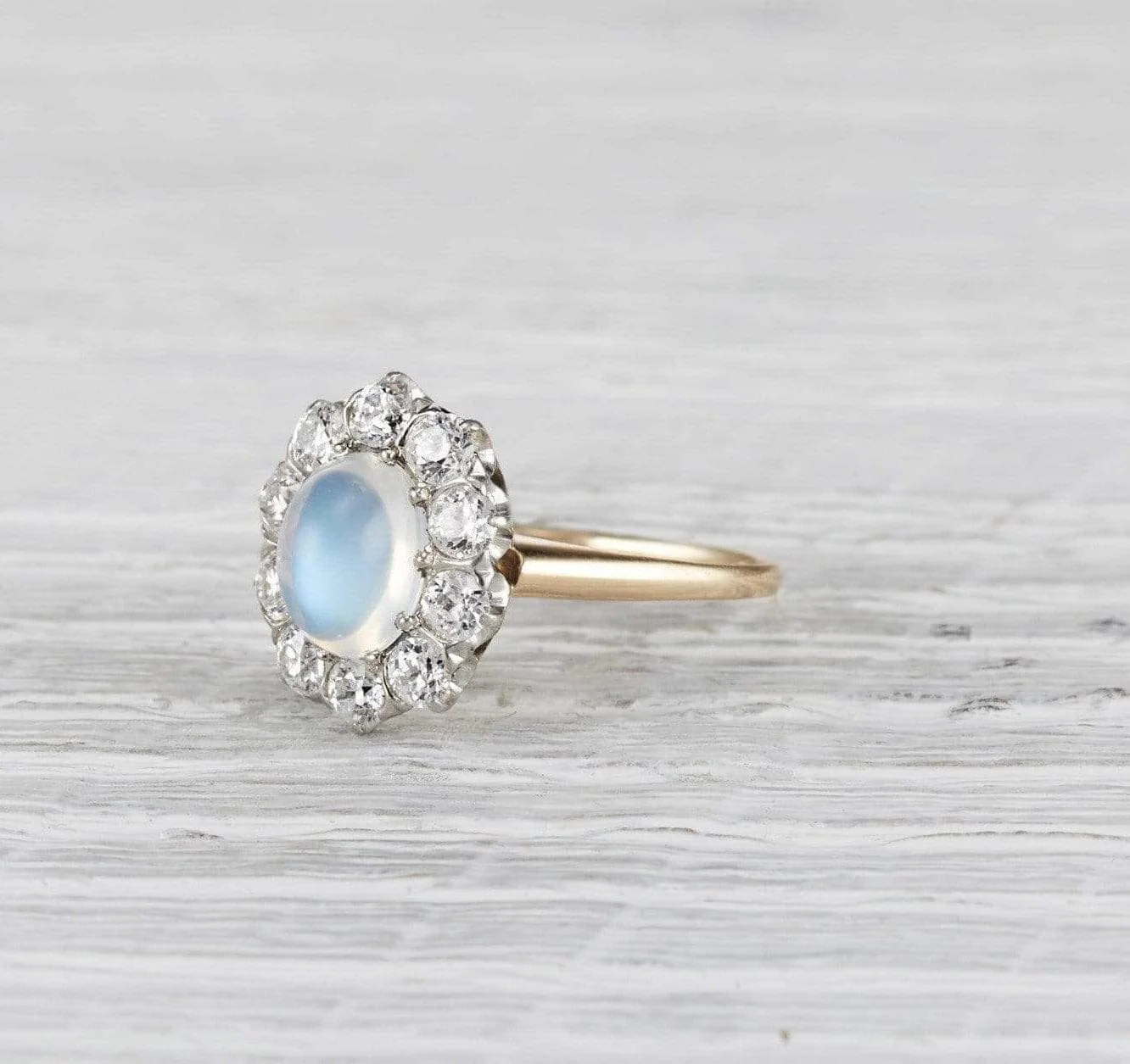 Edwardian Moonstone and Diamond Ring