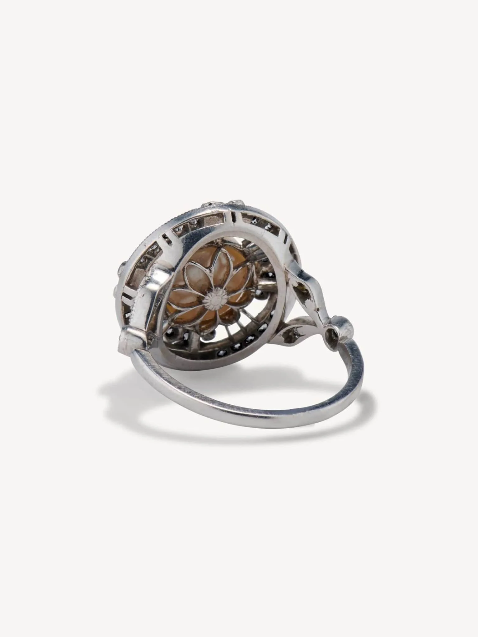 Edwardian Natural Saltwater Pearl & Diamond Dinner Ring - Image 4