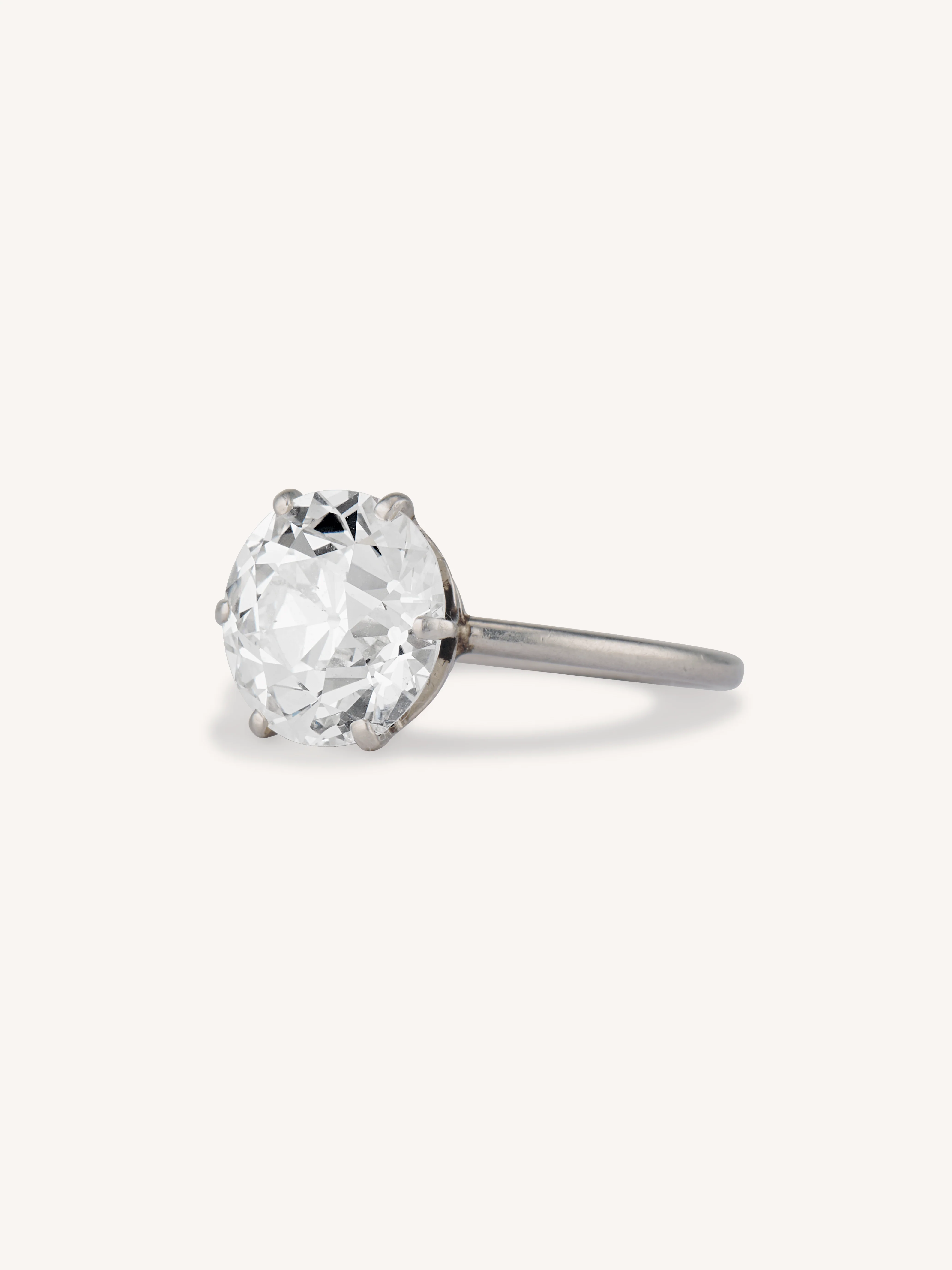 Edwardian 4.39 Carat Old European Diamond Solitaire Antique Engagement Ring - Image 4
