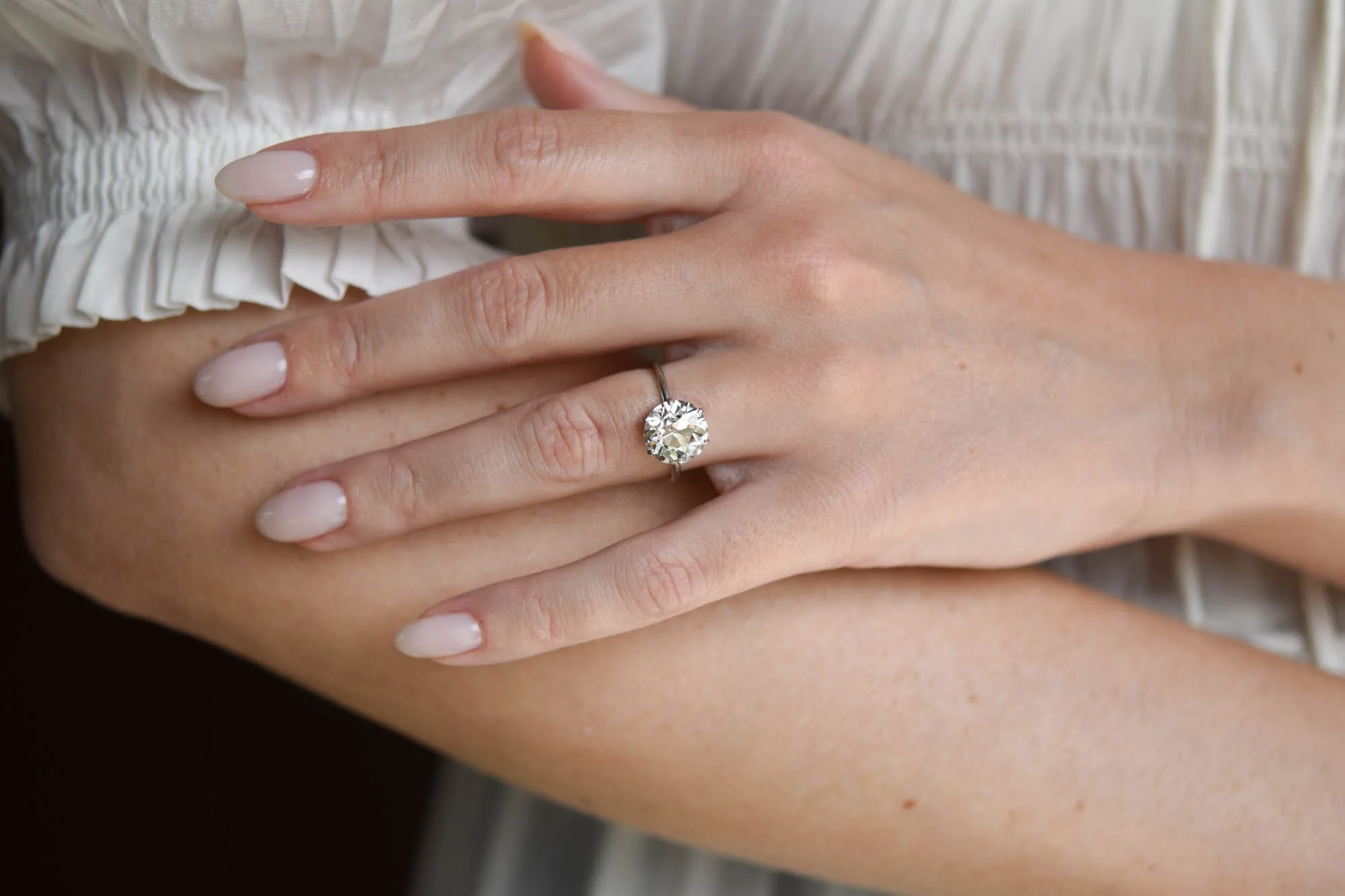 Edwardian 4.39 Carat Old European Diamond Solitaire Antique Engagement Ring - Image 7