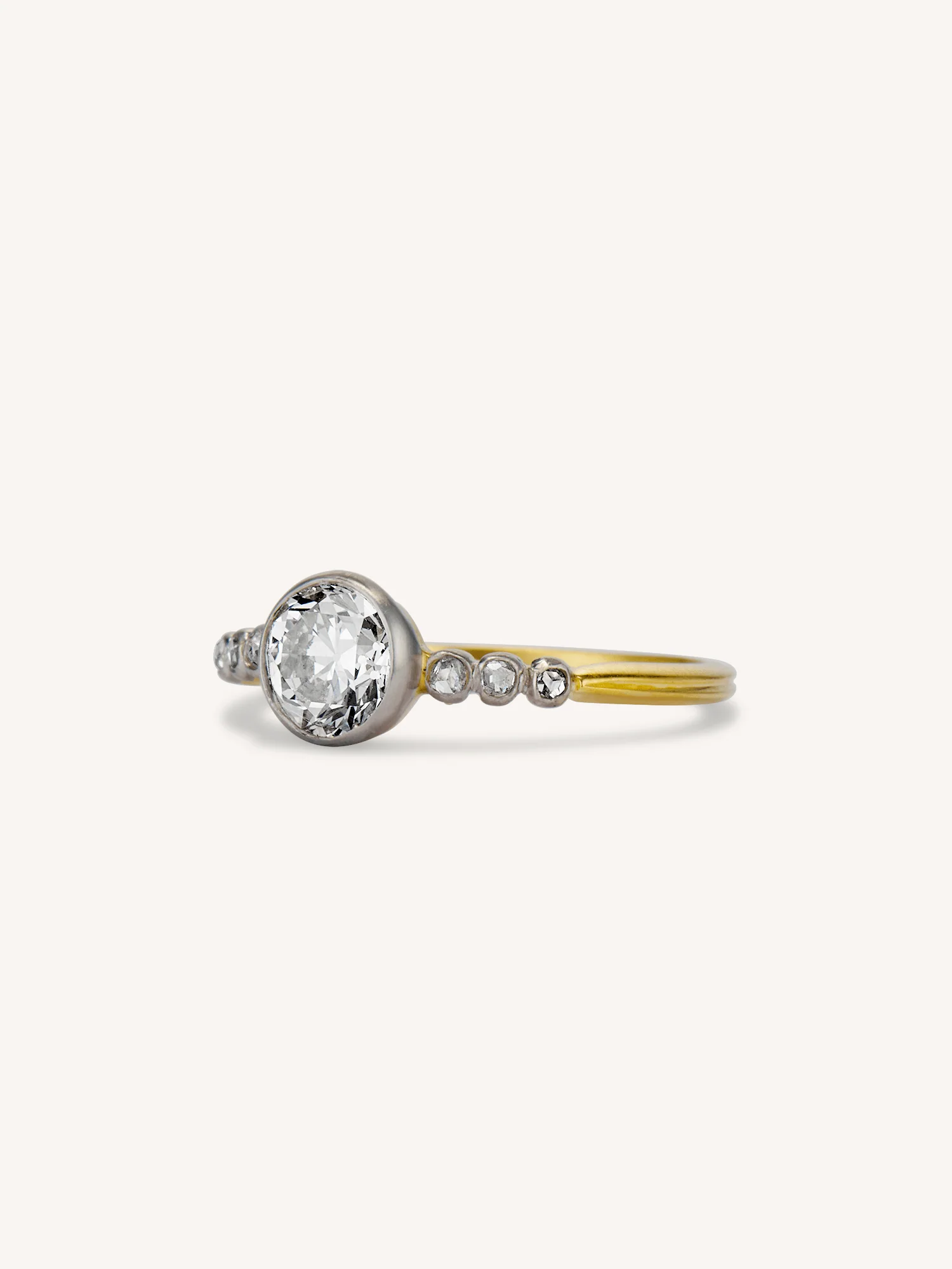 Edwardian Old European Diamond Vintage Engagement Ring, France - Image 4