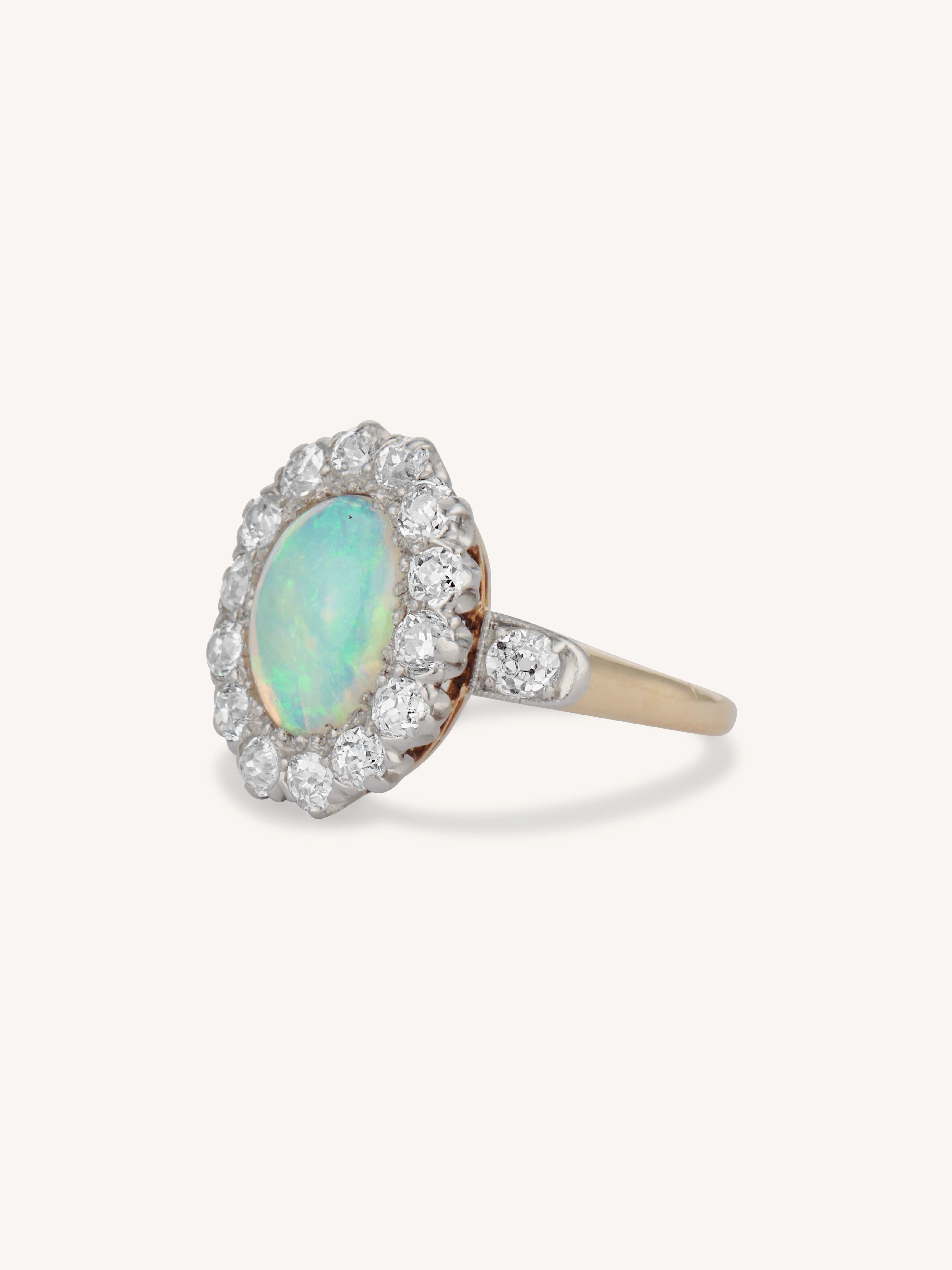 T.B. Starr Edwardian Opal & Diamond Antique Cluster Ring, New York City - Image 4