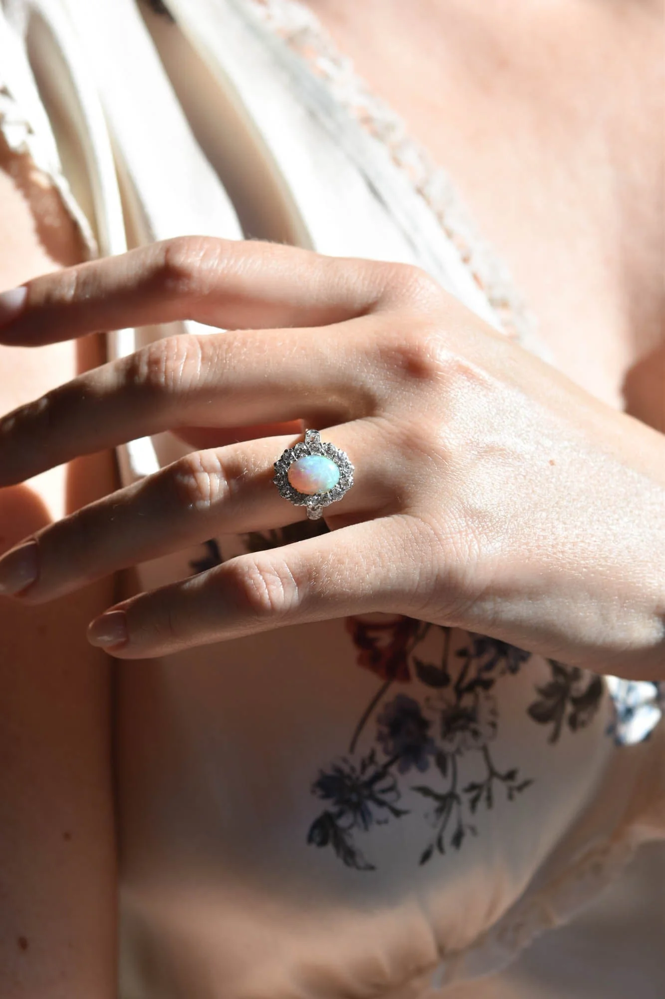 T.B. Starr Edwardian Opal & Diamond Antique Cluster Ring, New York City - Image 6