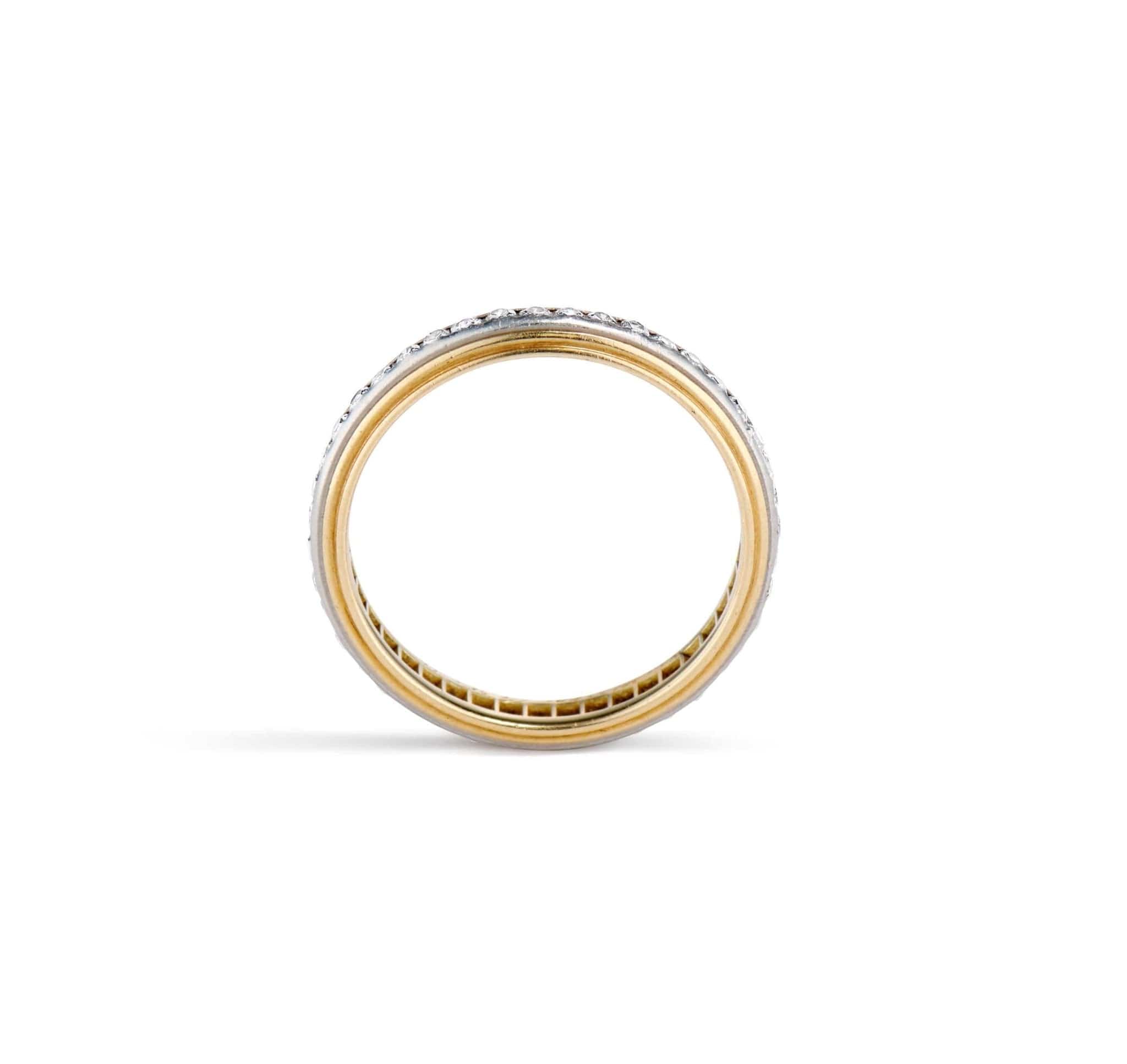 Edwardian Platinum and Gold with Diamonds Wedding Band - Image 3