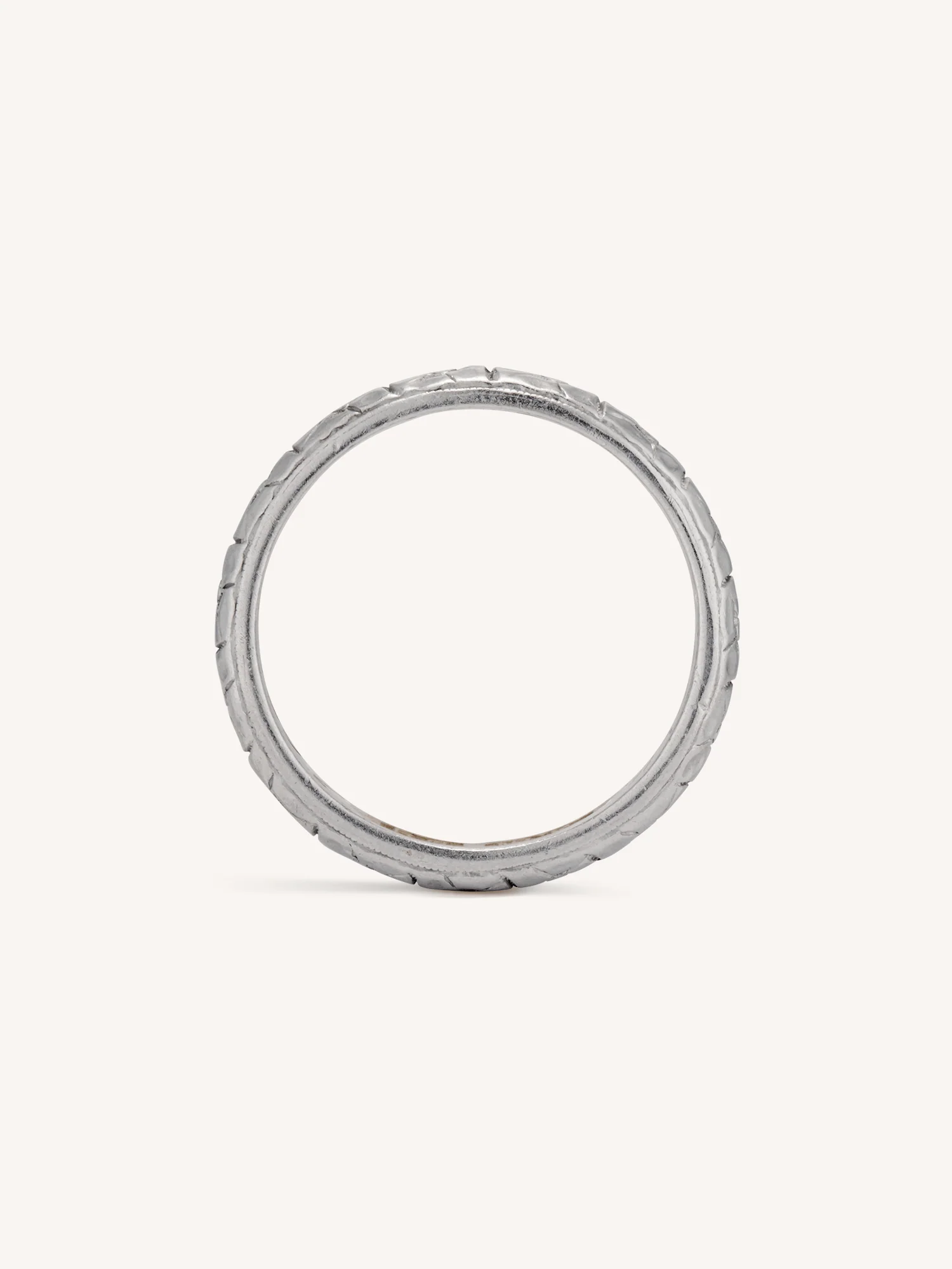 Edwardian Platinum & Yellow Gold Engraved Vintage Wedding Band, England - Size 6.5 - Image 5