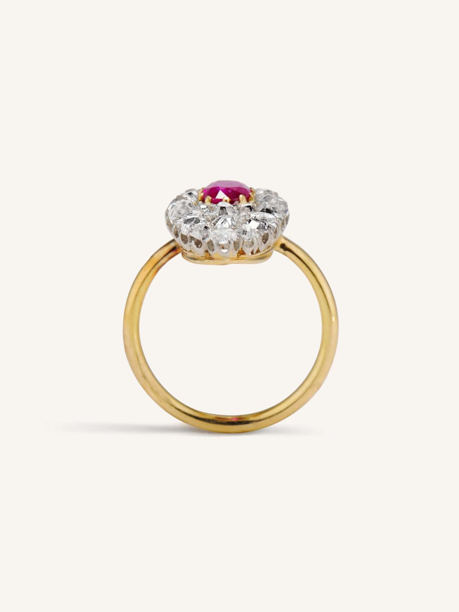 Edwardian Ruby & Diamond Navette Ring - Image 5