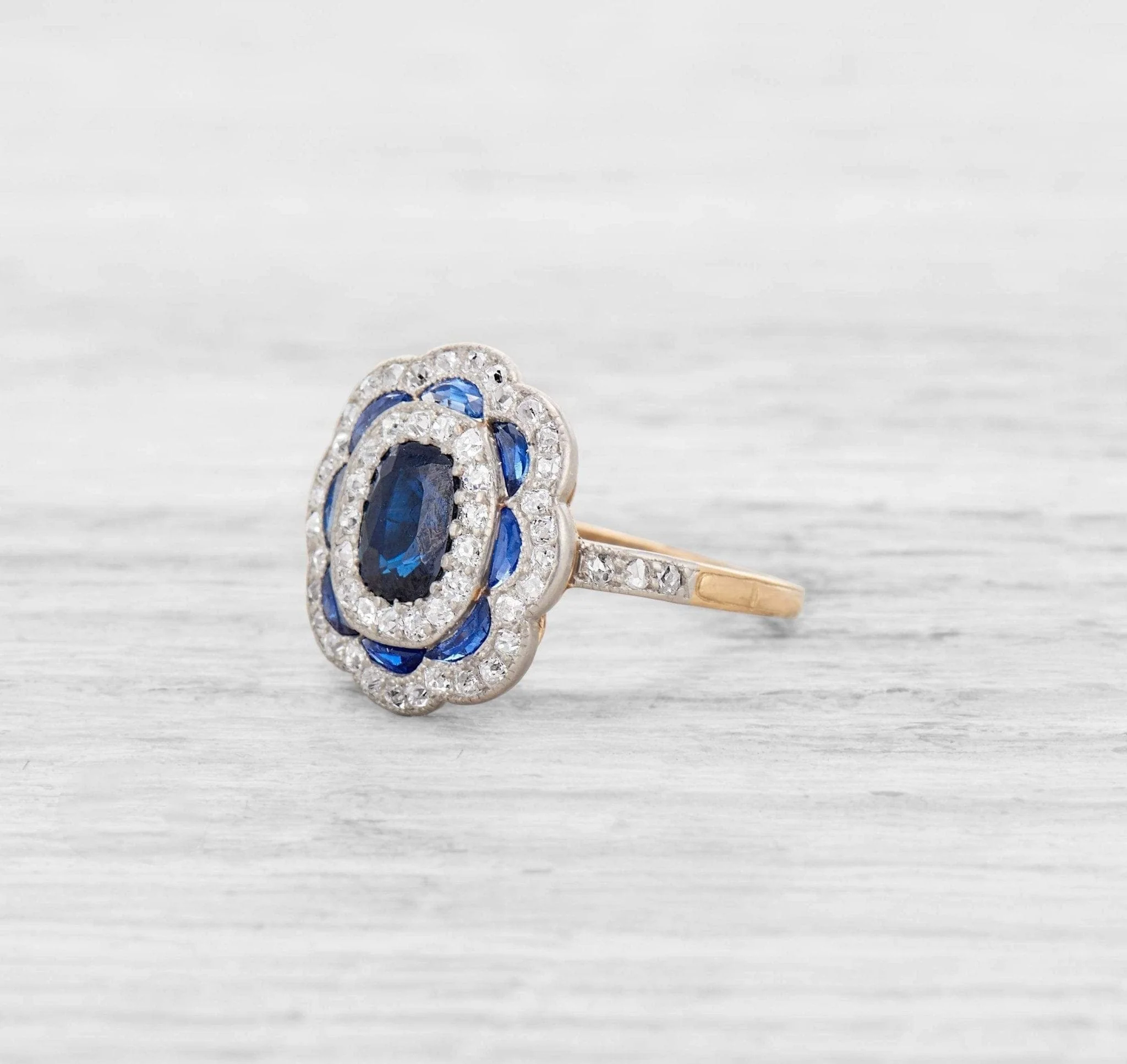 EDWARDIAN SAPPHIRE AND DIAMOND ENGAGEMENT RING