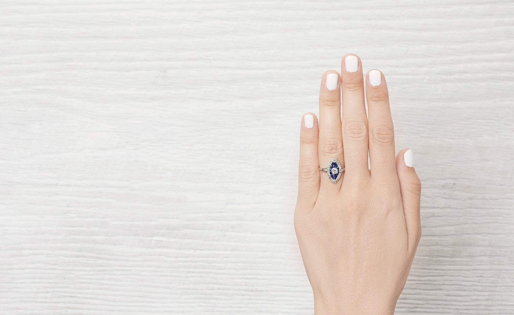 Edwardian Sapphire and Diamond Engagement Ring - Image 4