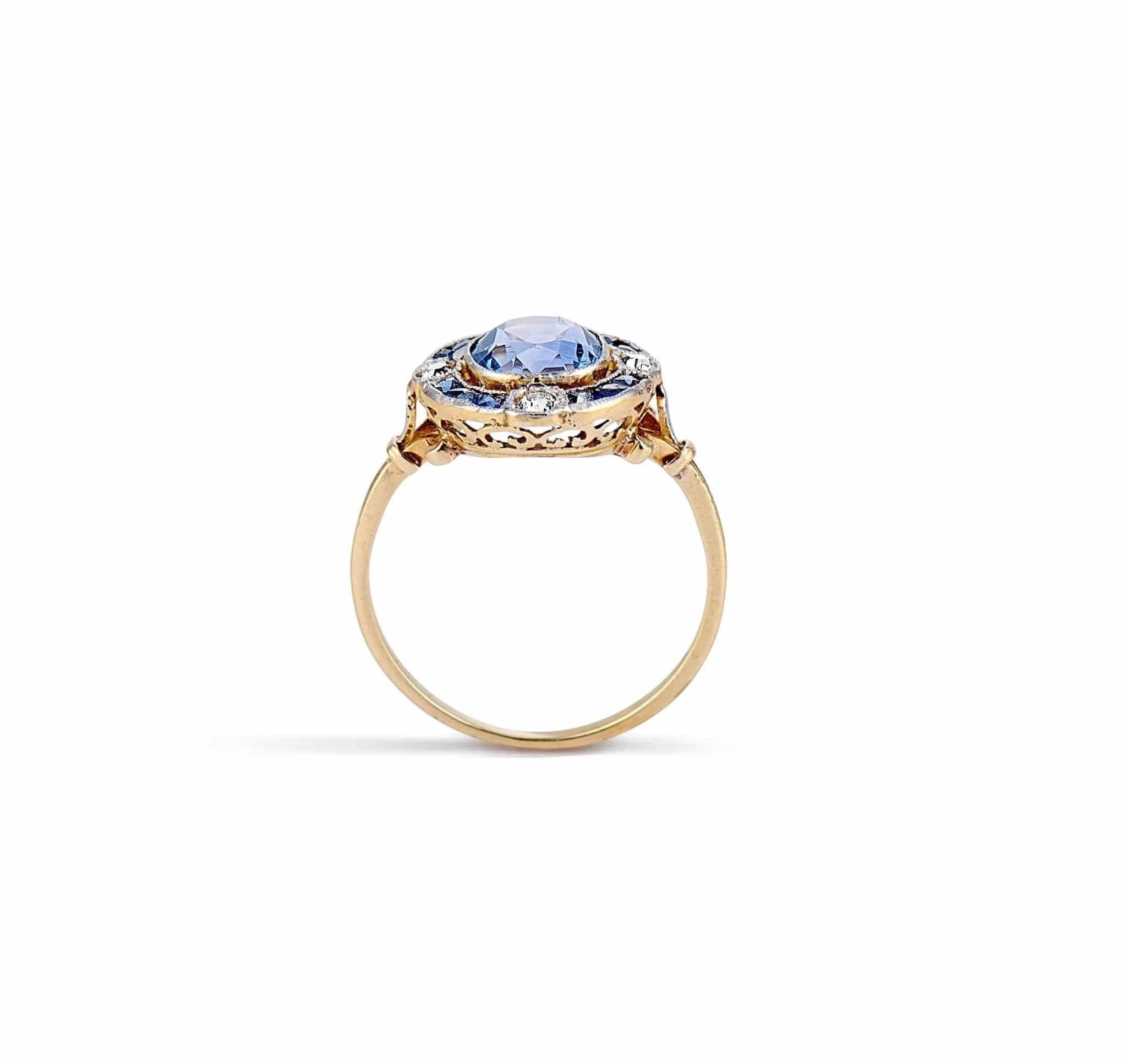 Edwardian Sapphire and Diamond Ring - Image 4