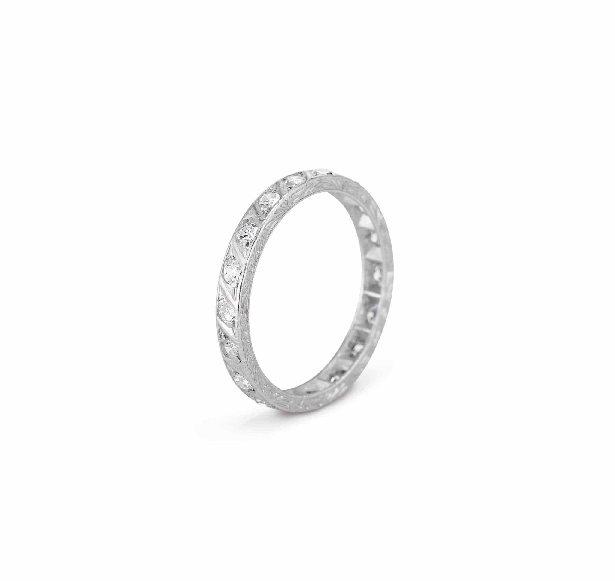 Edwardian .50 Carat Single Cut Diamond Engraved Band - Image 2