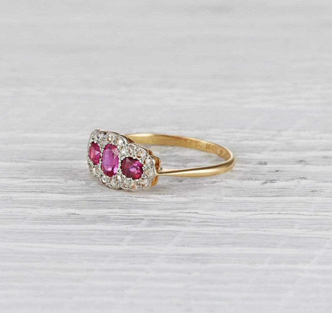 Edwardian Three Stone Ruby and Diamond Ring