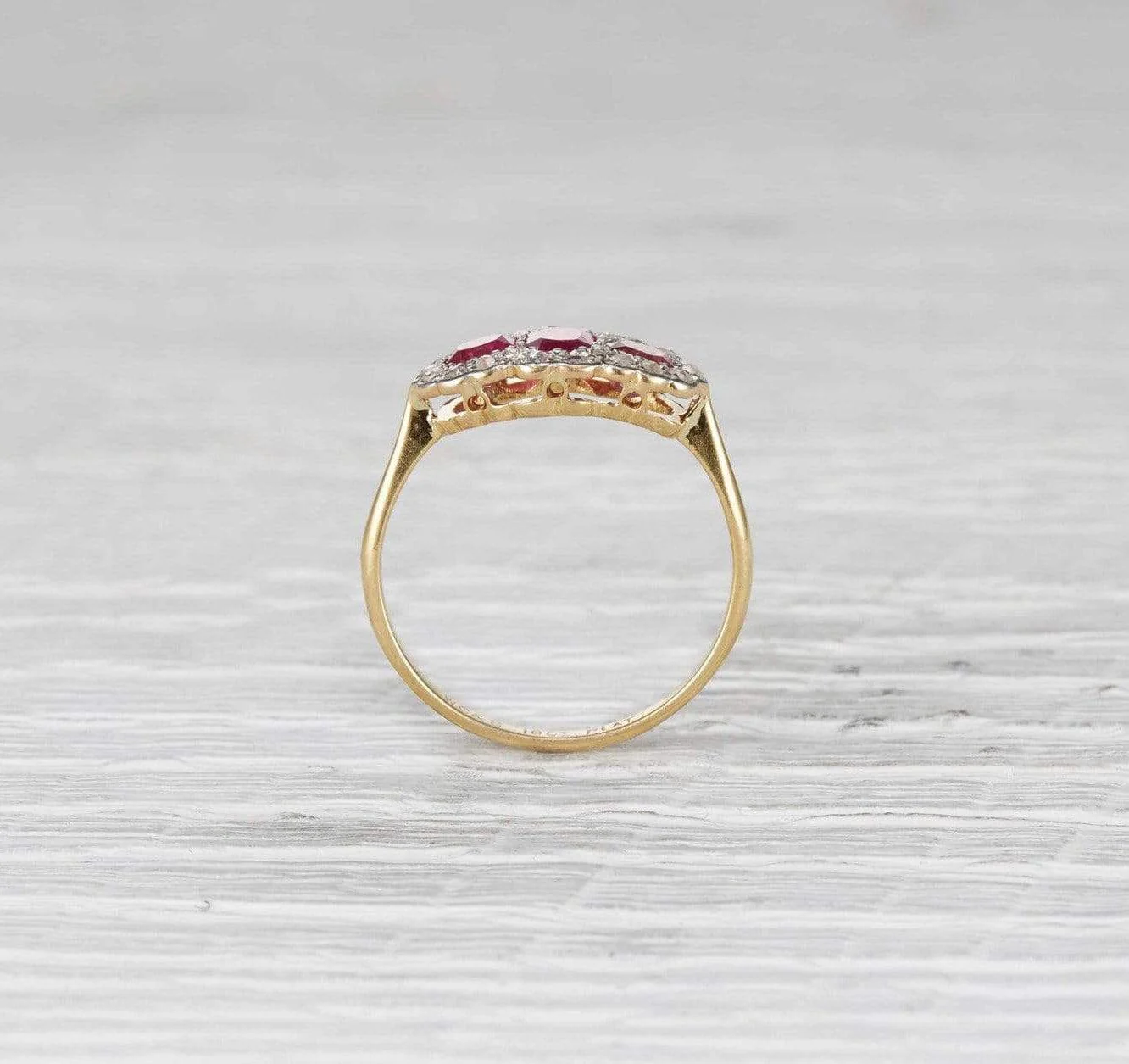 Edwardian Three Stone Ruby and Diamond Ring - Image 3