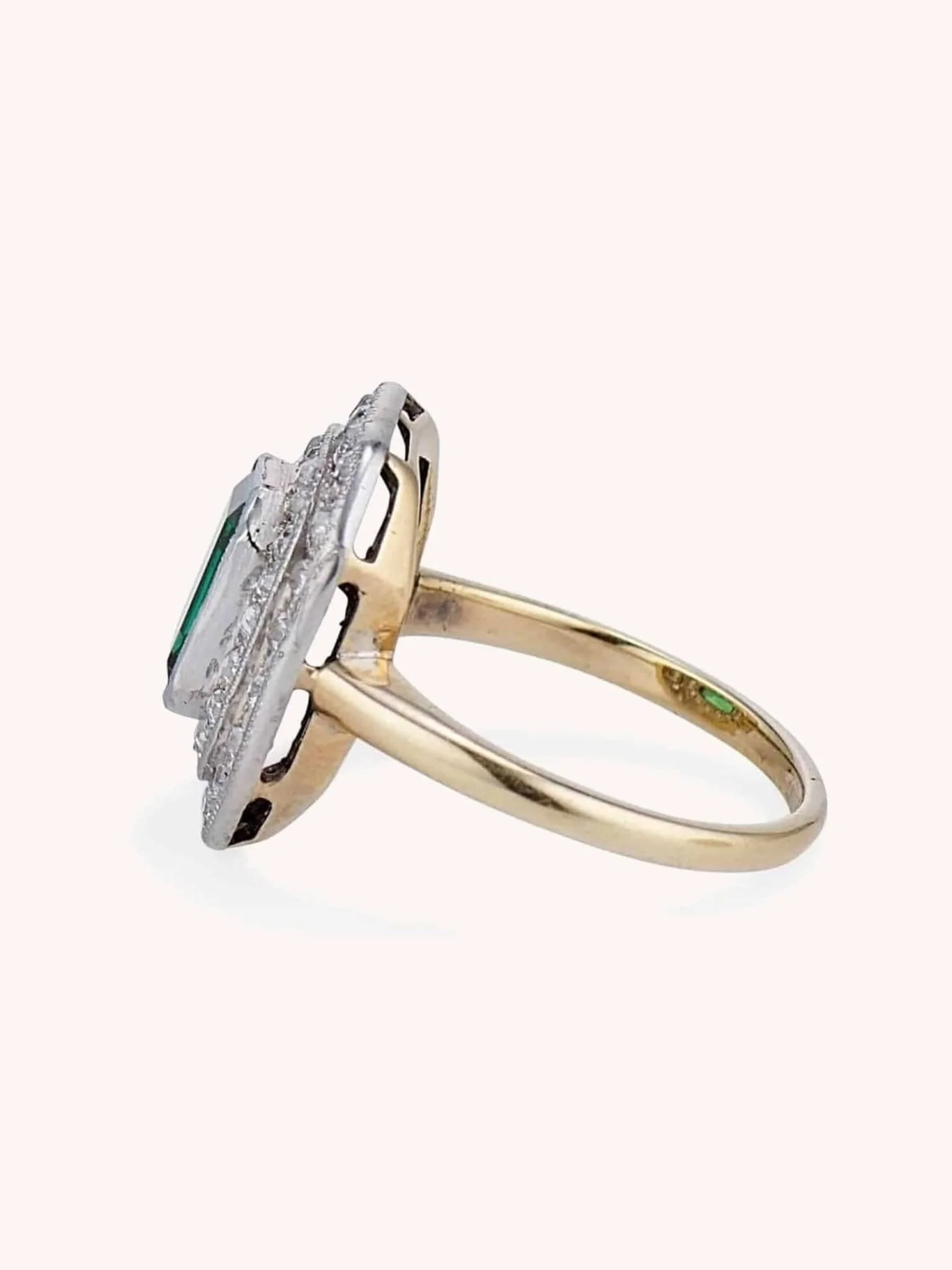 Edwardian Tsavorite & Diamond Antique Cluster Ring - Image 2