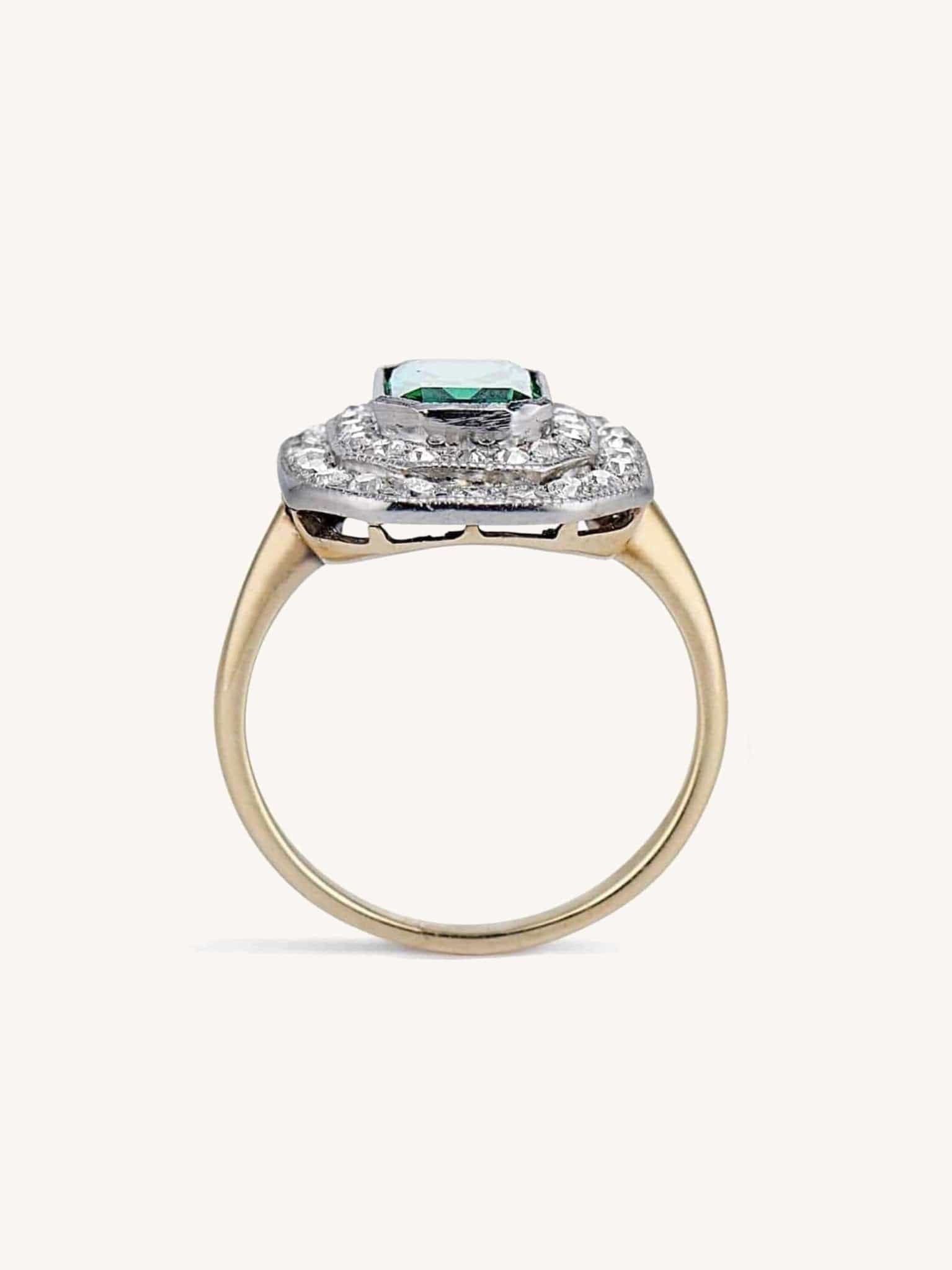 Edwardian Tsavorite & Diamond Antique Cluster Ring - Image 3