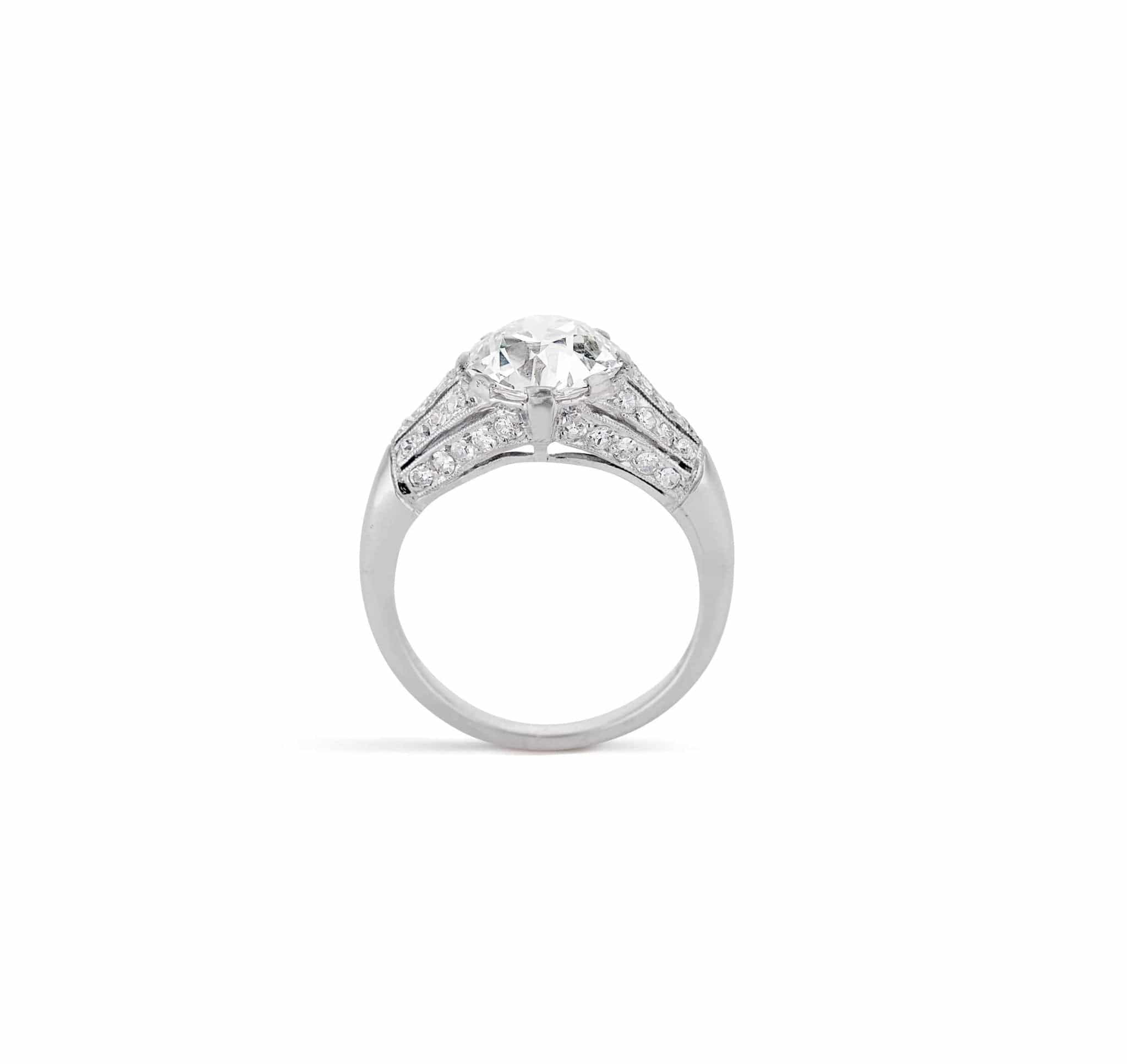French Art Deco 2.21 Carat Old European Cut Diamond Ring - Image 3