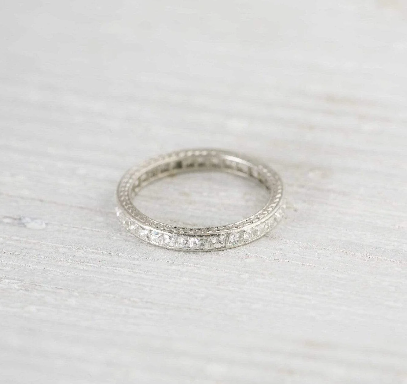 French Cut Diamond Art Deco Wedding Band