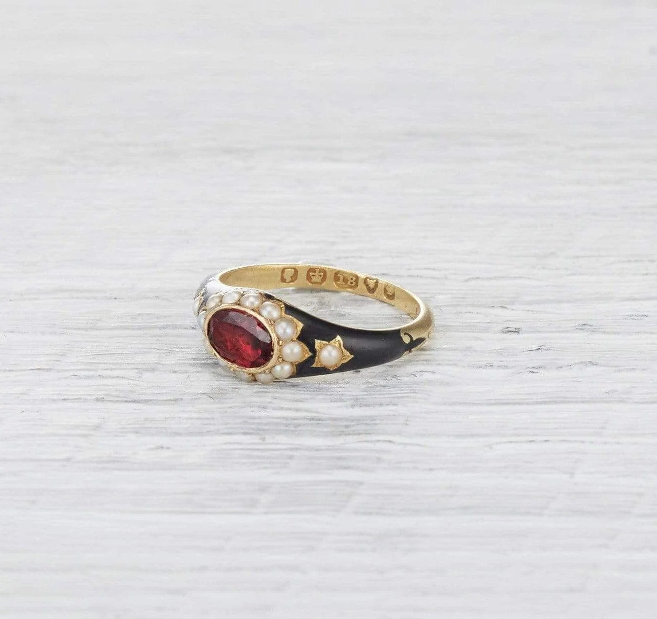 Georgian Enamel Mourning Ring