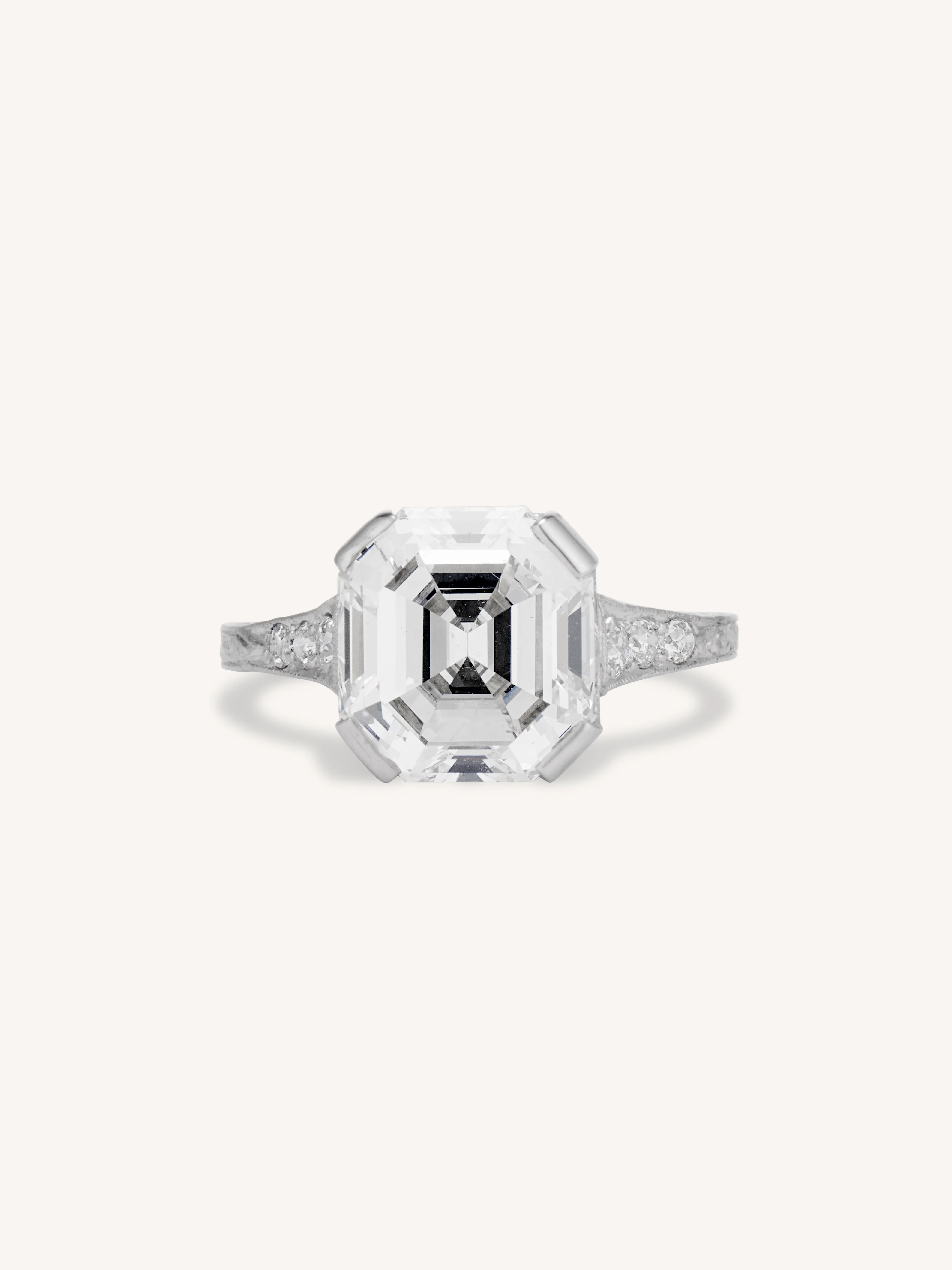 Exquisite Art Deco 5.20 Carat Asscher Cut Diamond Vintage Engagement Ring