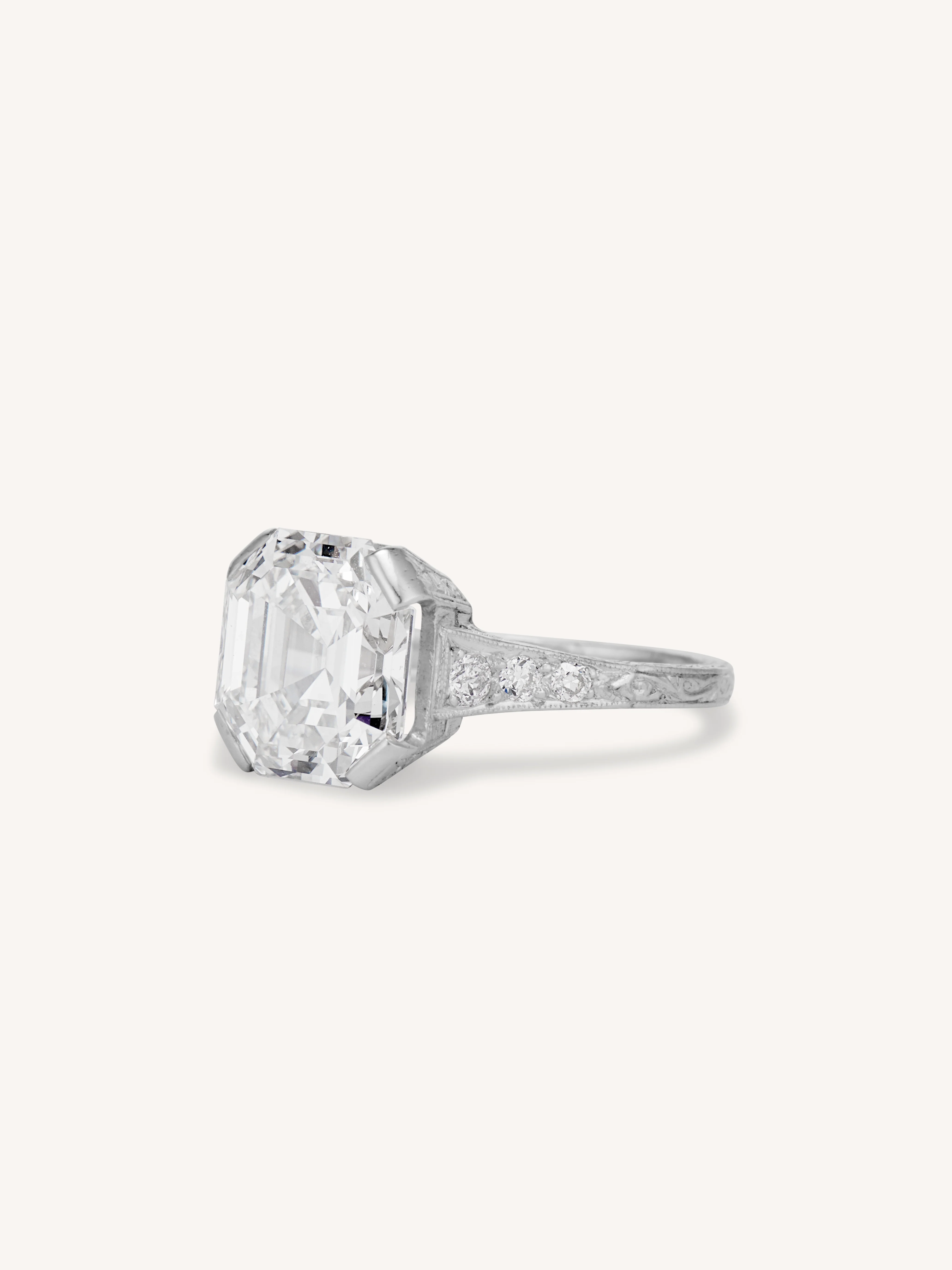 Exquisite Art Deco 5.20 Carat Asscher Cut Diamond Vintage Engagement Ring - Image 4