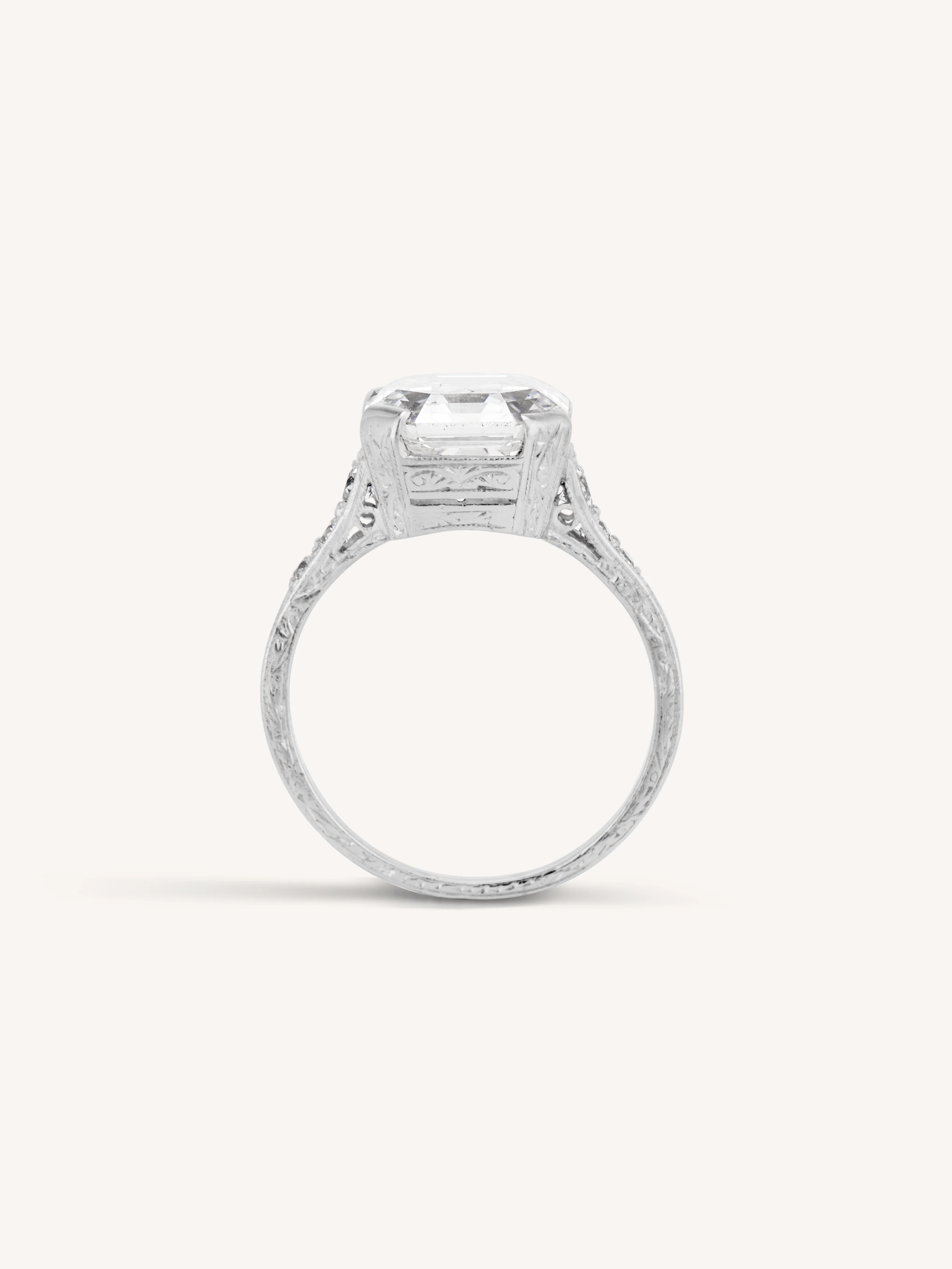 Exquisite Art Deco 5.20 Carat Asscher Cut Diamond Vintage Engagement Ring - Image 8
